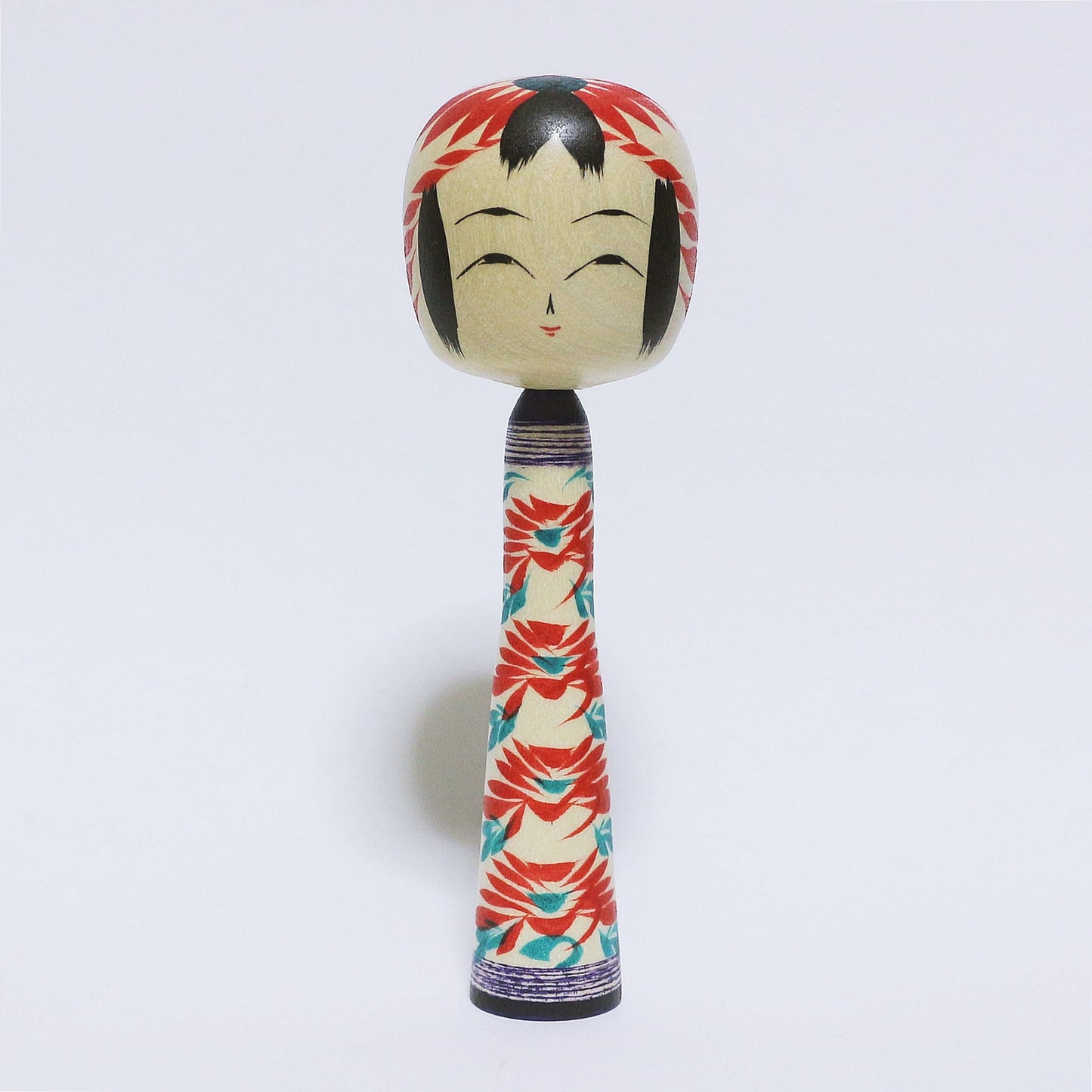 本人型 こけし 裾広がり 重ね菊 Noboru Wagatsuma Type Wide Hem Kasane-giku Kokeshi※199