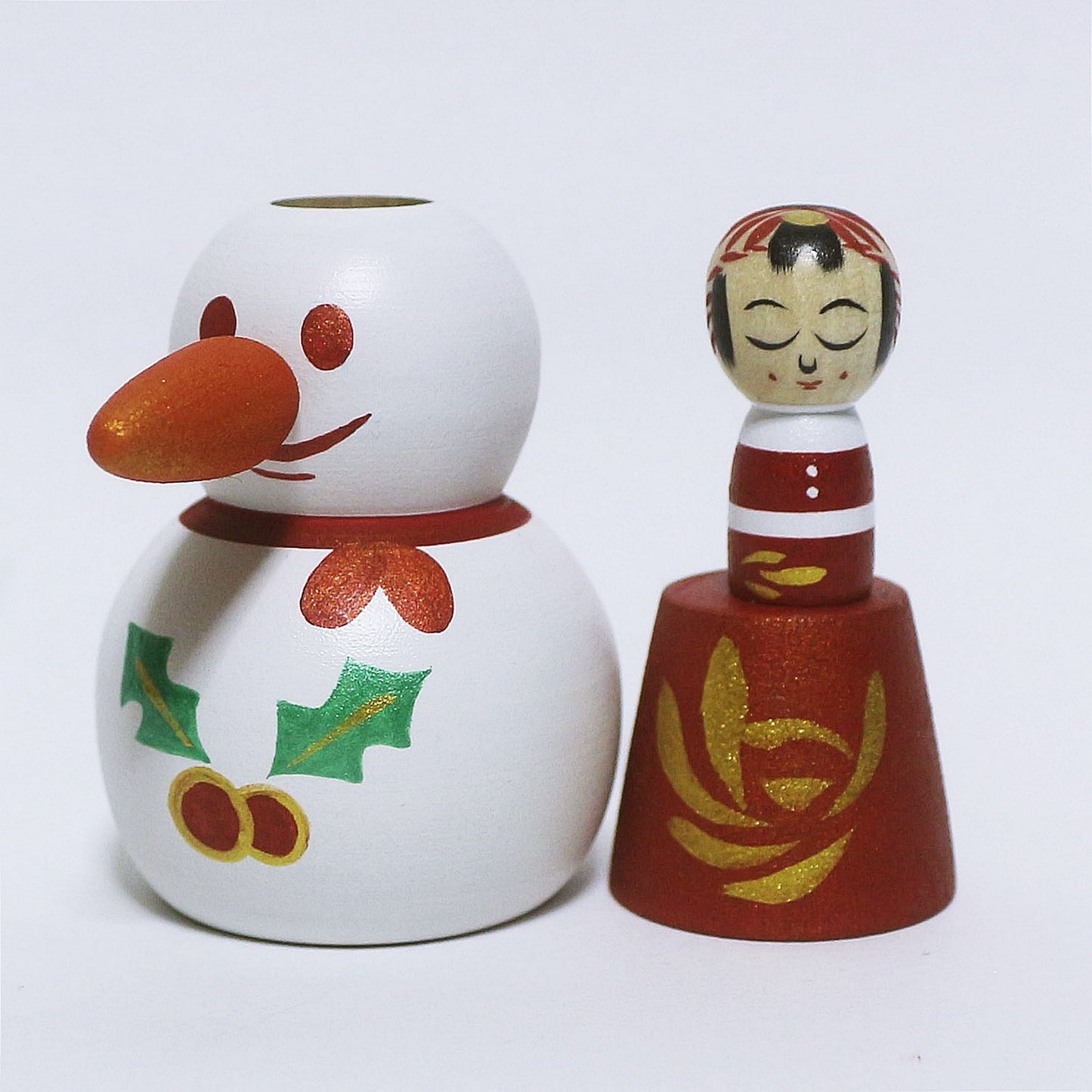 クリスマス 雪だるま & 鏡餅 こけし Christmas Snowman & KAGAMI-MOCHI KOKESHI ※266