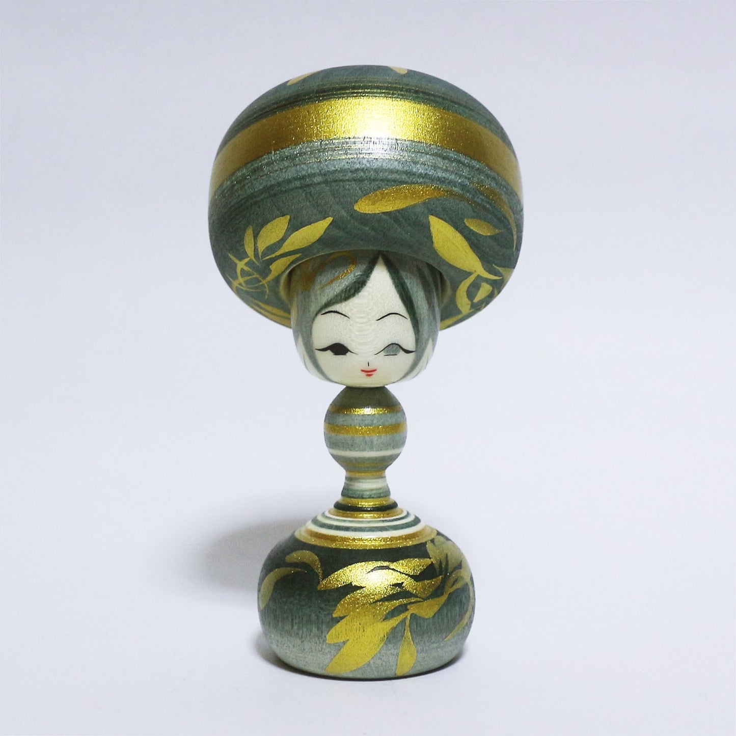 灰青 & 金 Grayish Blue & Gold Hat KOKESHI #320