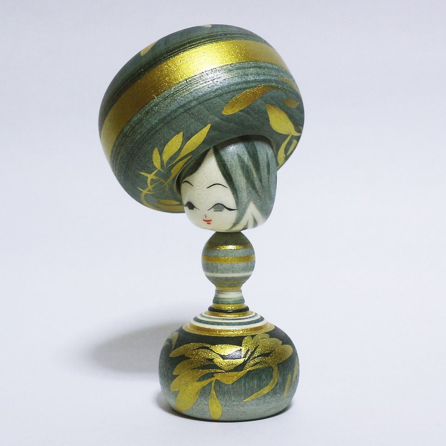 灰青 & 金 Grayish Blue & Gold Hat KOKESHI #320