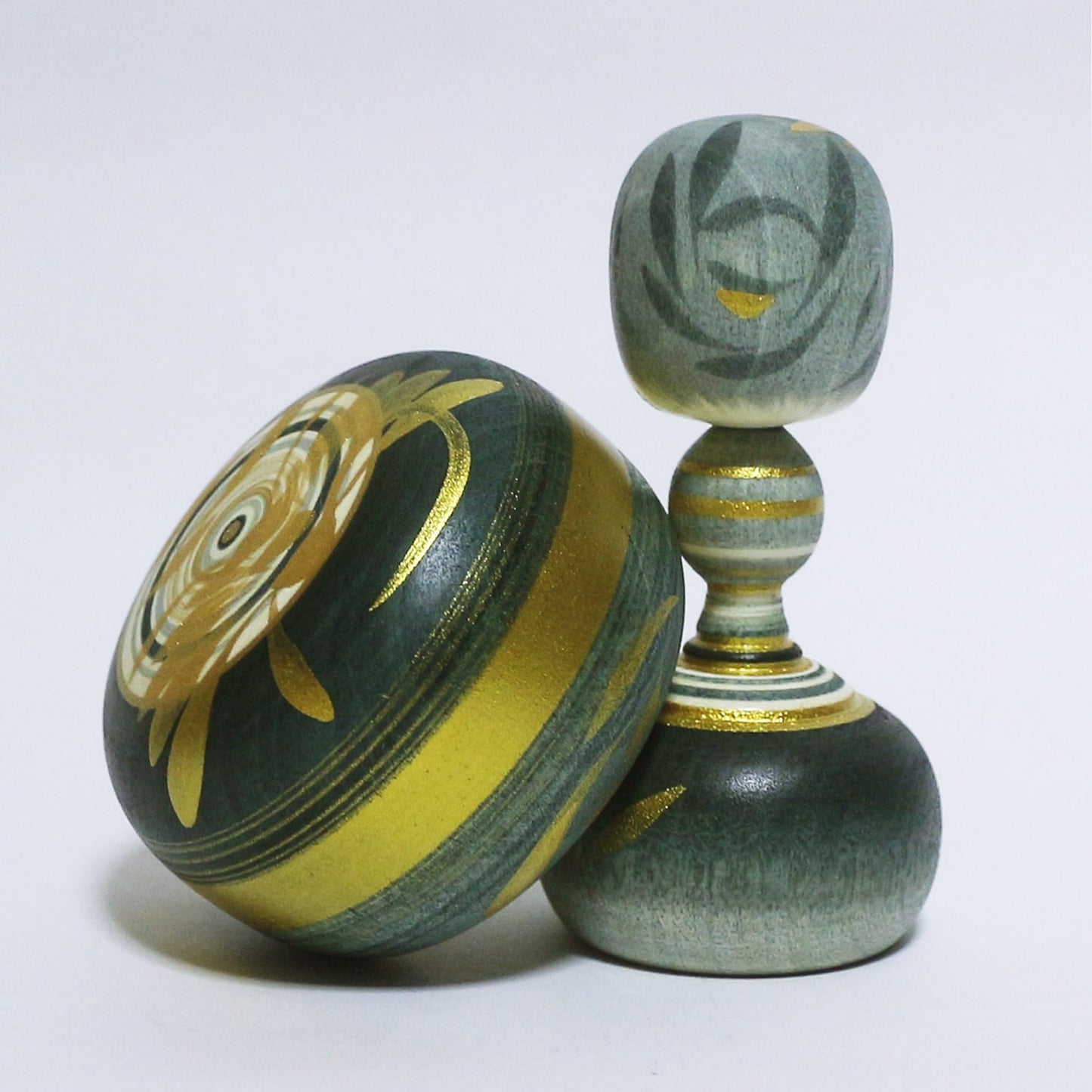 灰青 & 金 Grayish Blue & Gold Hat KOKESHI #320