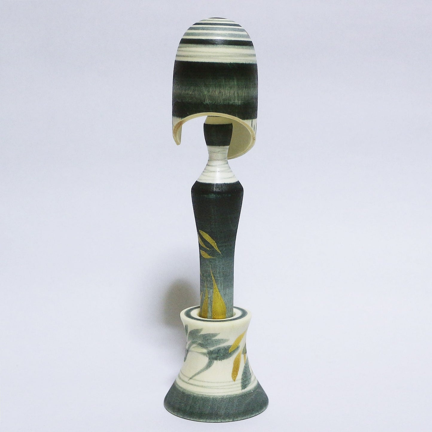 灰青 & 金 Grayish Blue & gold Asymmetrical Bob Hair KOKESHI #322