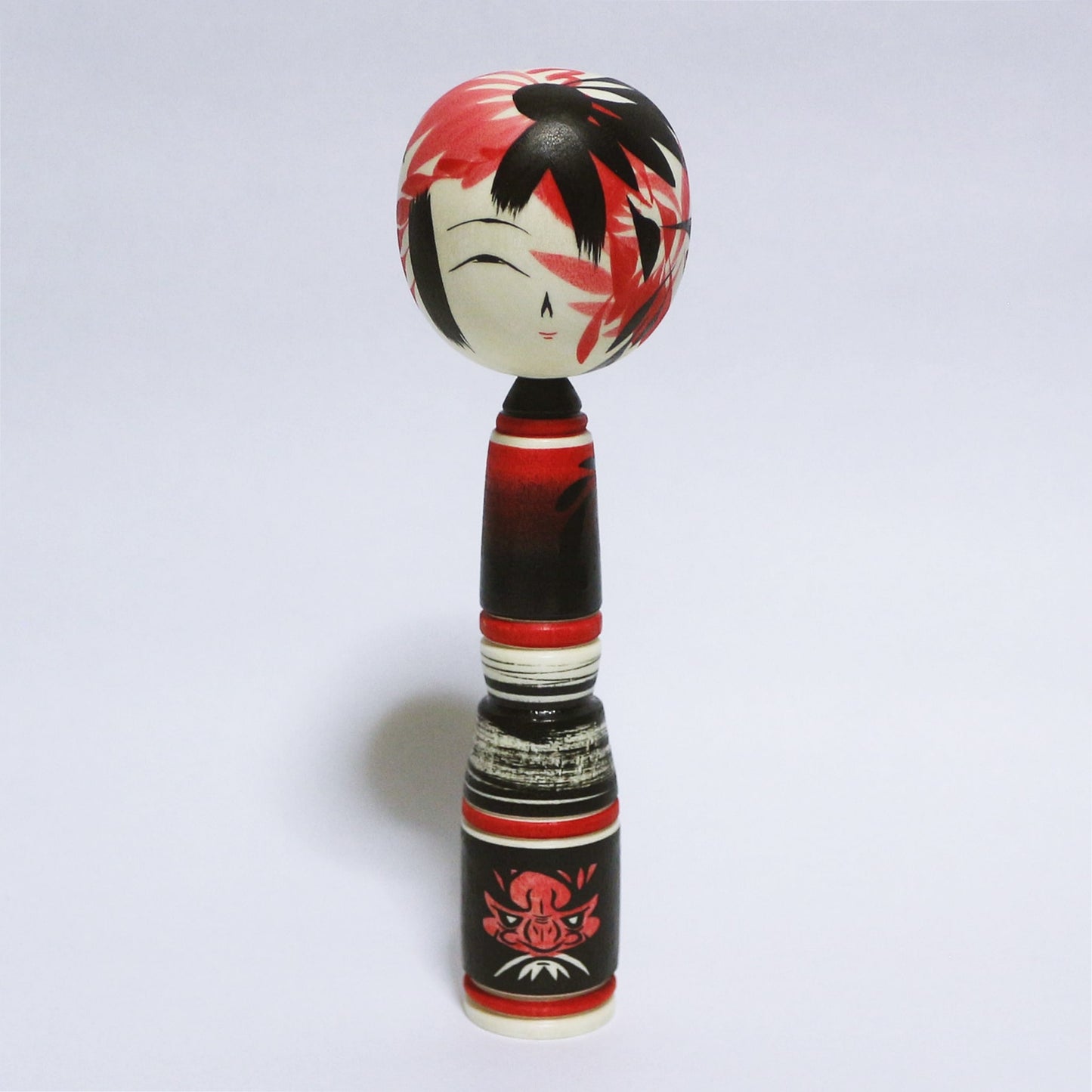 紅&墨 達磨 こけし Red & Sumi Daruma KOKESHI #325