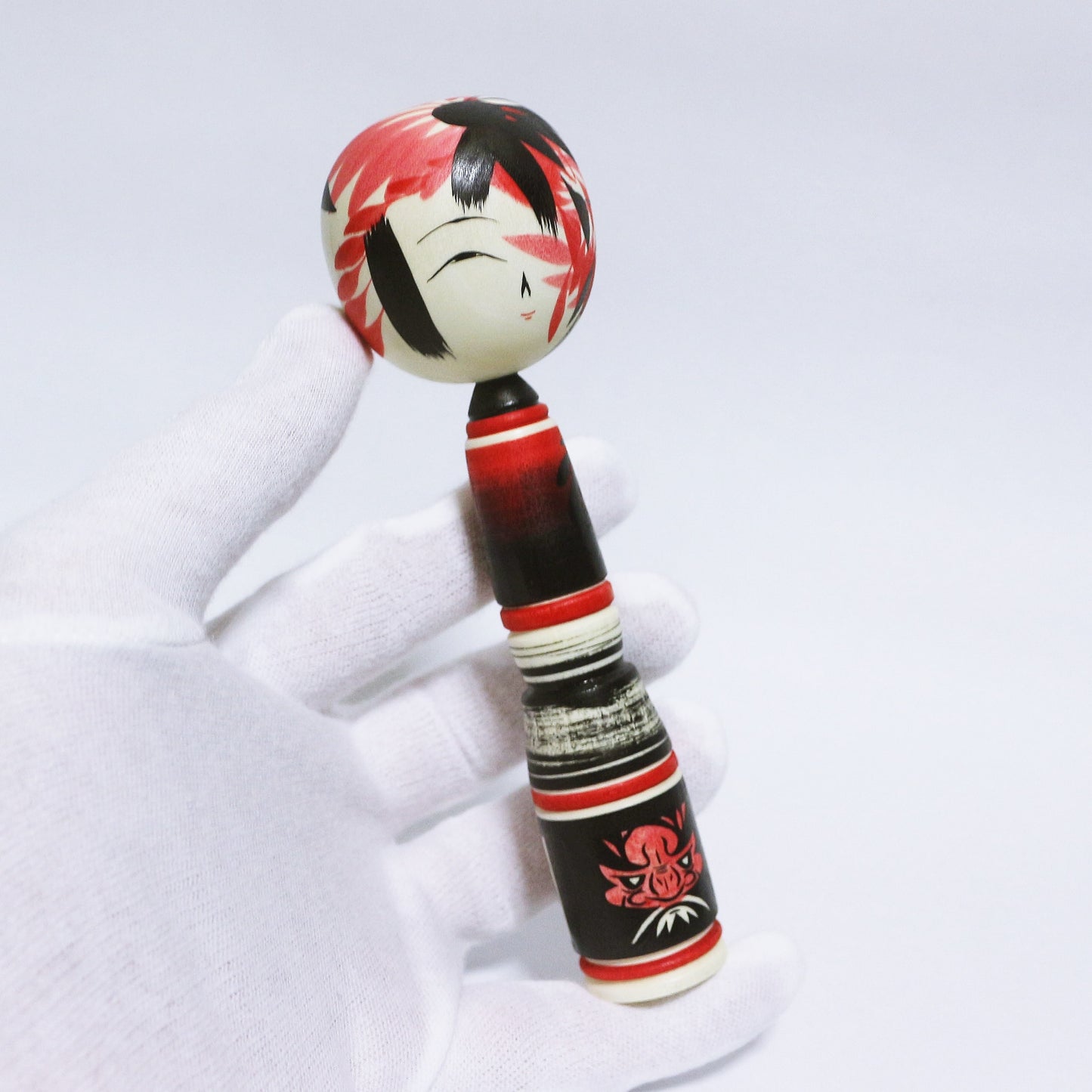 紅&墨 達磨 こけし Red & Sumi Daruma KOKESHI #325