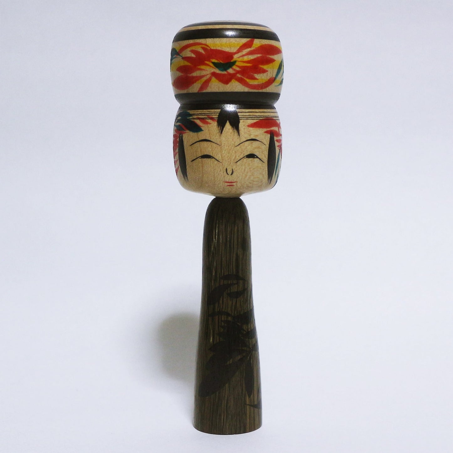 樹種混合 埋れ木 髷 こけし Bogwood Mixed Tree Species Bun Hair KOKESHI #326