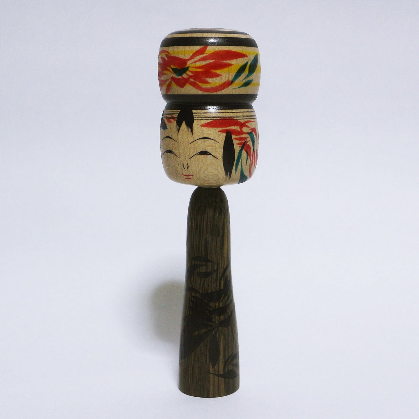 樹種混合 埋れ木 髷 こけし Bogwood Mixed Tree Species Bun Hair KOKESHI #326