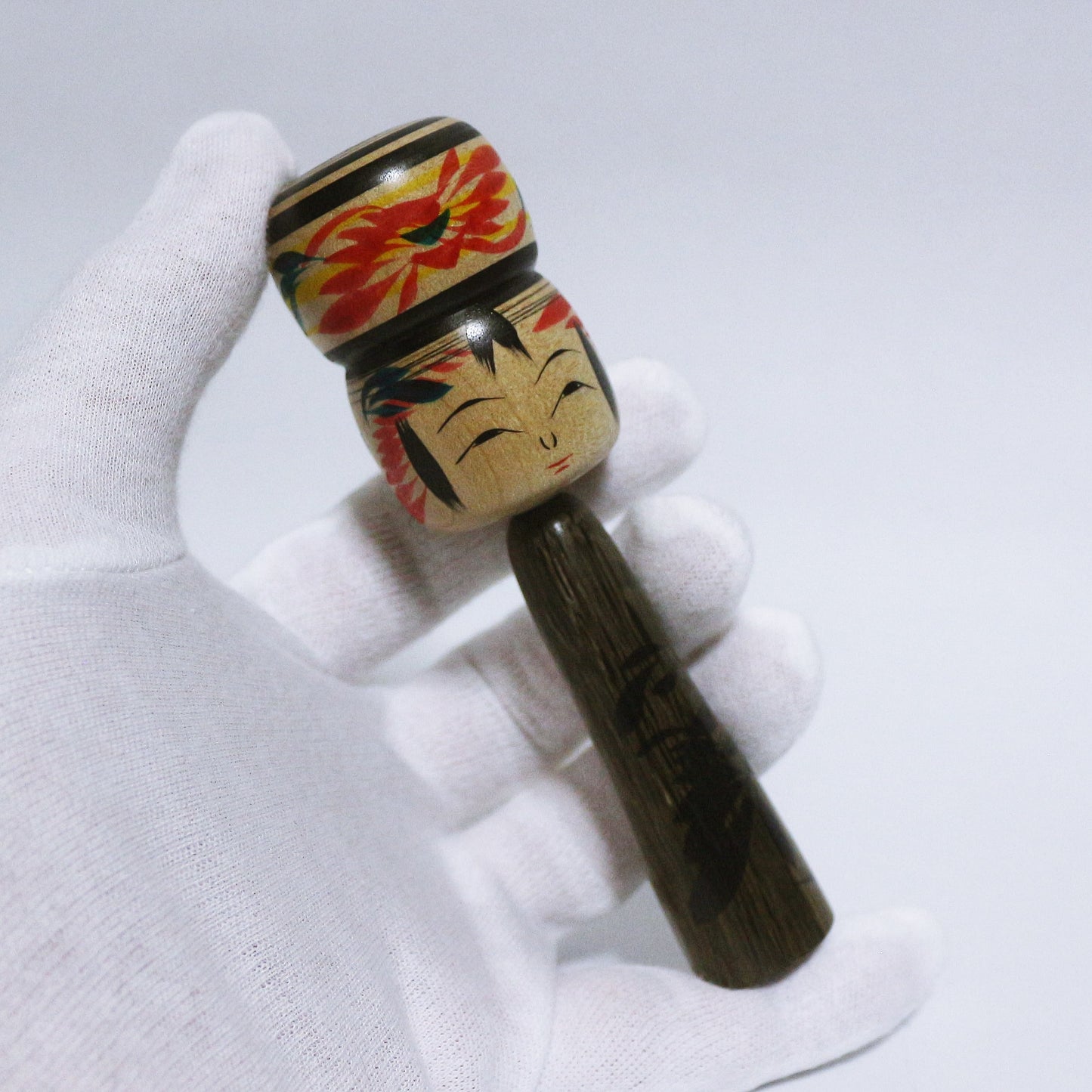 樹種混合 埋れ木 髷 こけし Bogwood Mixed Tree Species Bun Hair KOKESHI #326