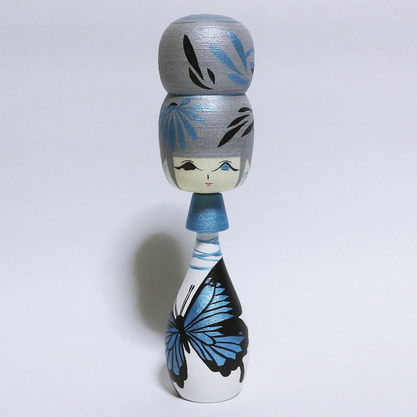 Sky Blue Butterfly AGEHA Bun Hair KOKESHI #347