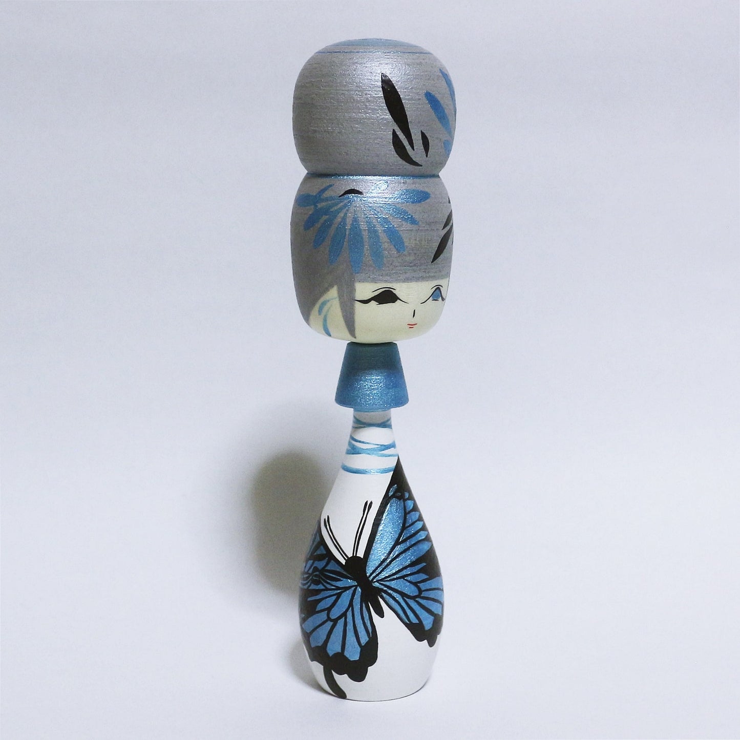 Sky Blue Butterfly AGEHA Bun Hair KOKESHI #347