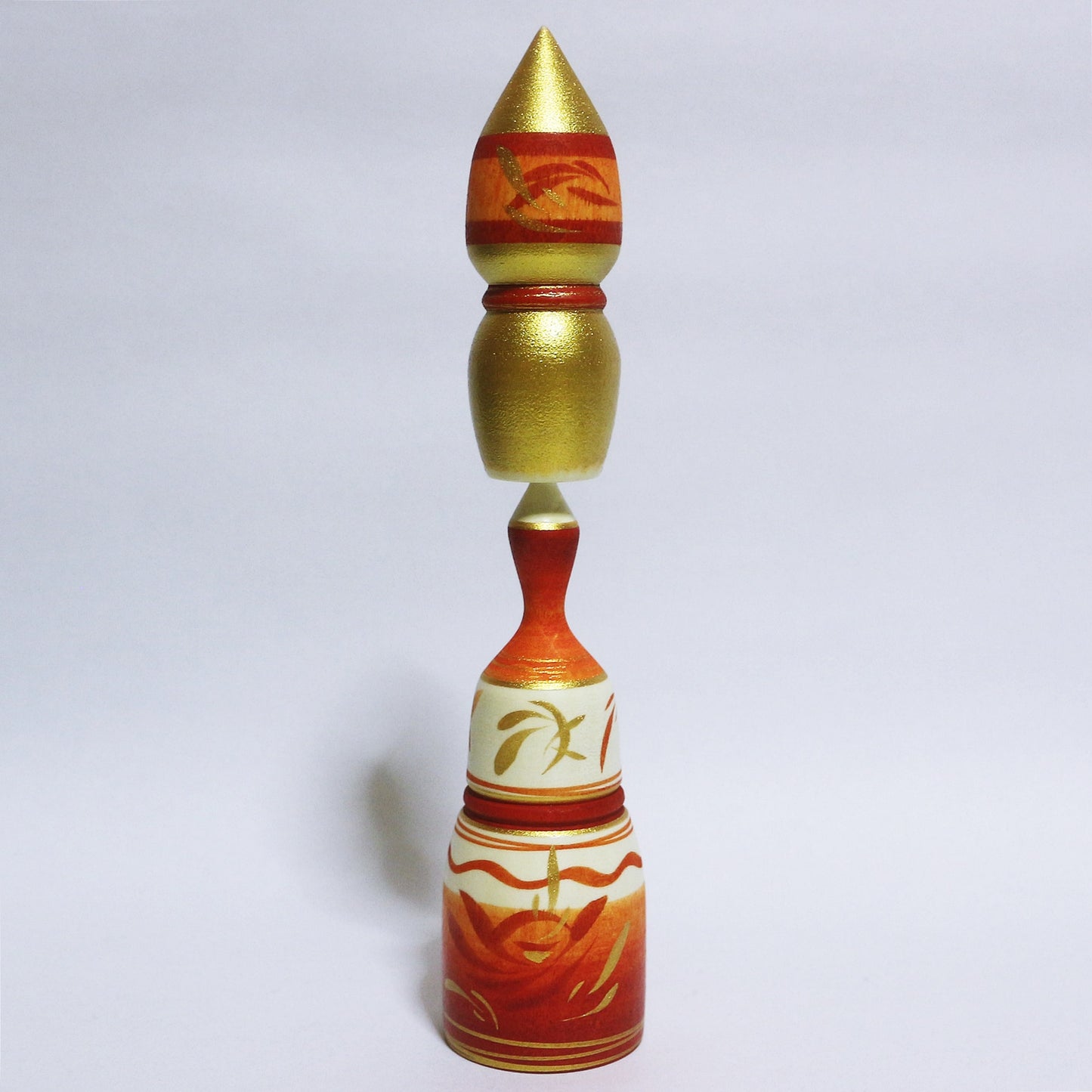 朱 Vermilion Bun Hair KOKESHI #360