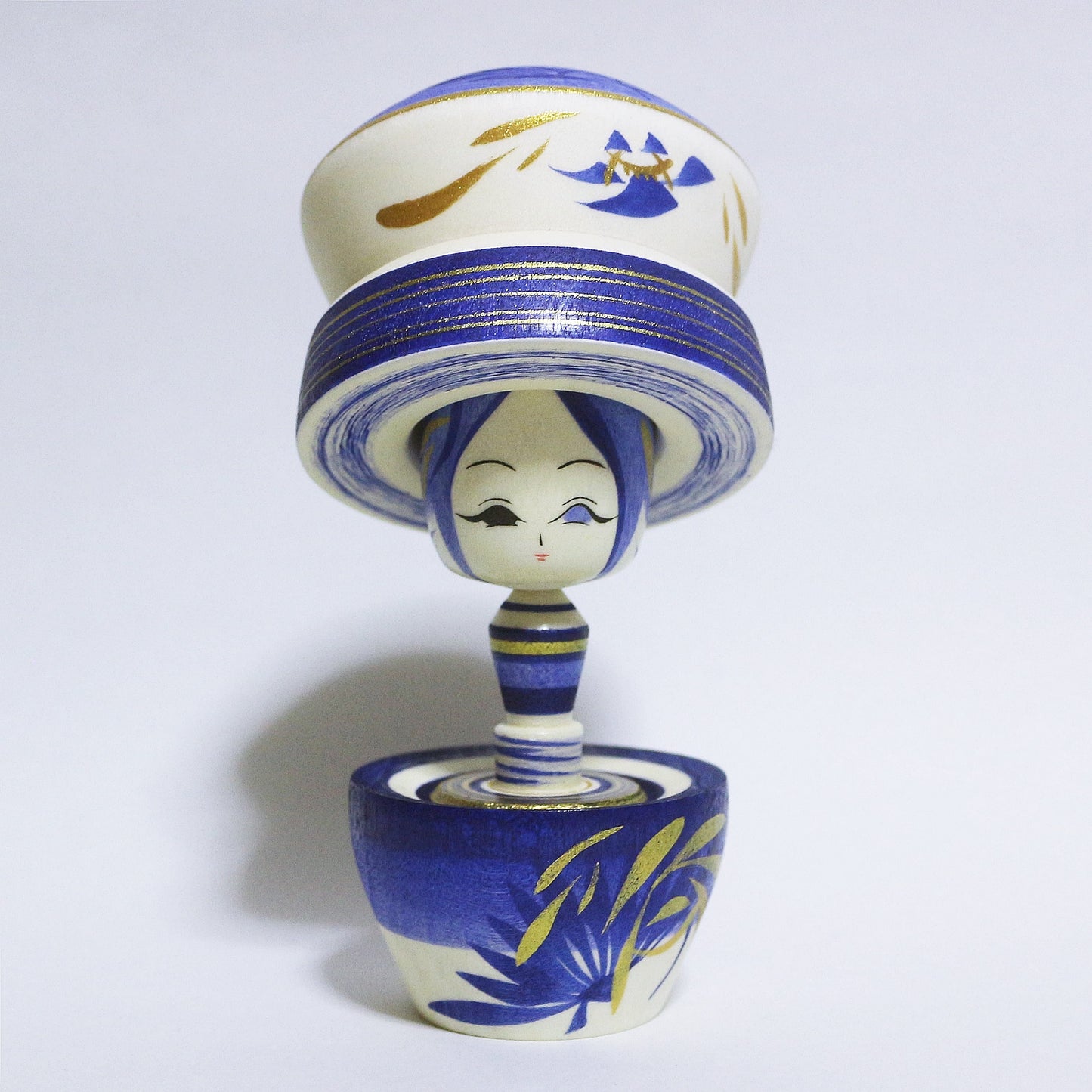 青紫 帽子 Blue-Purple Hat KOKESHI #362
