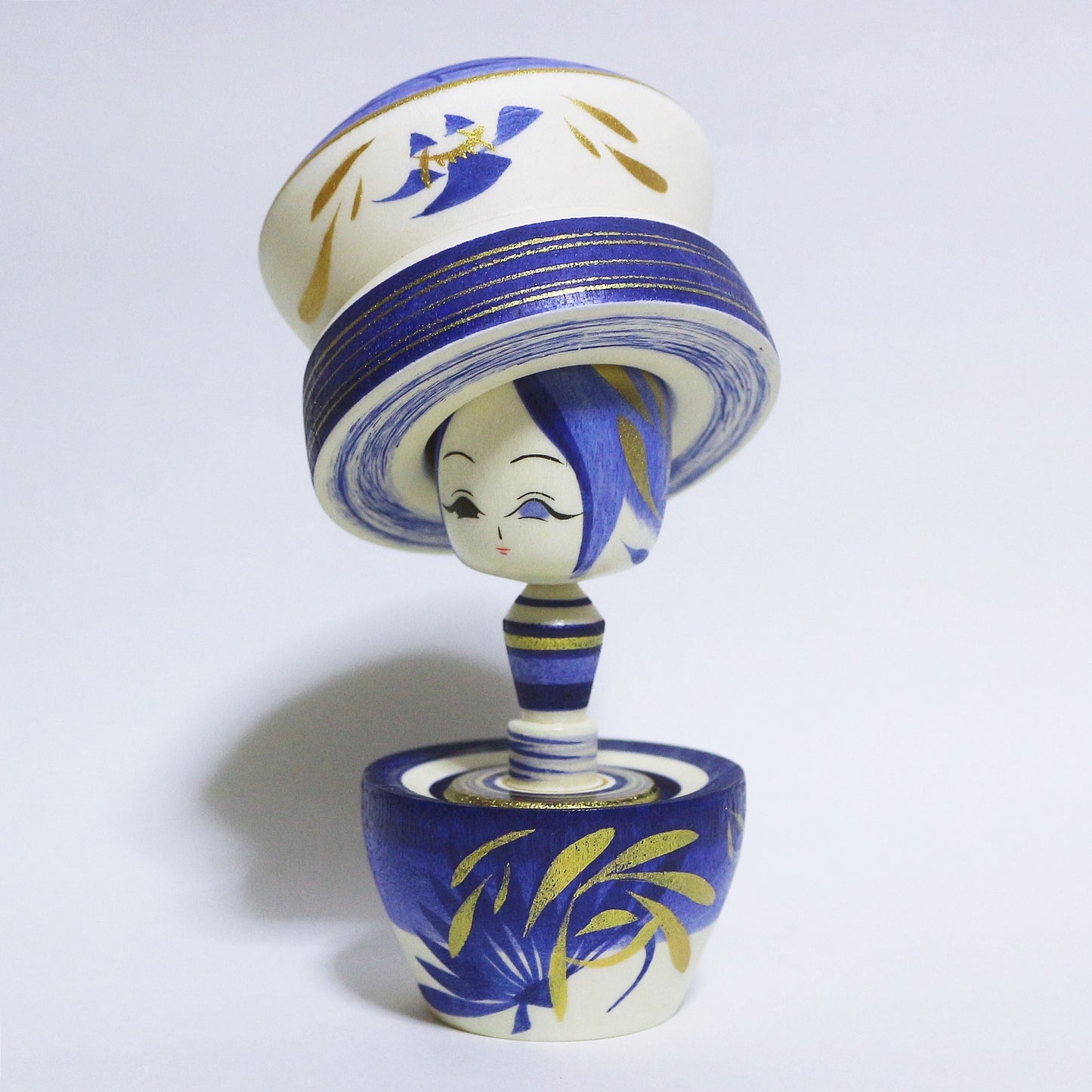 青紫 帽子 Blue-Purple Hat KOKESHI #362