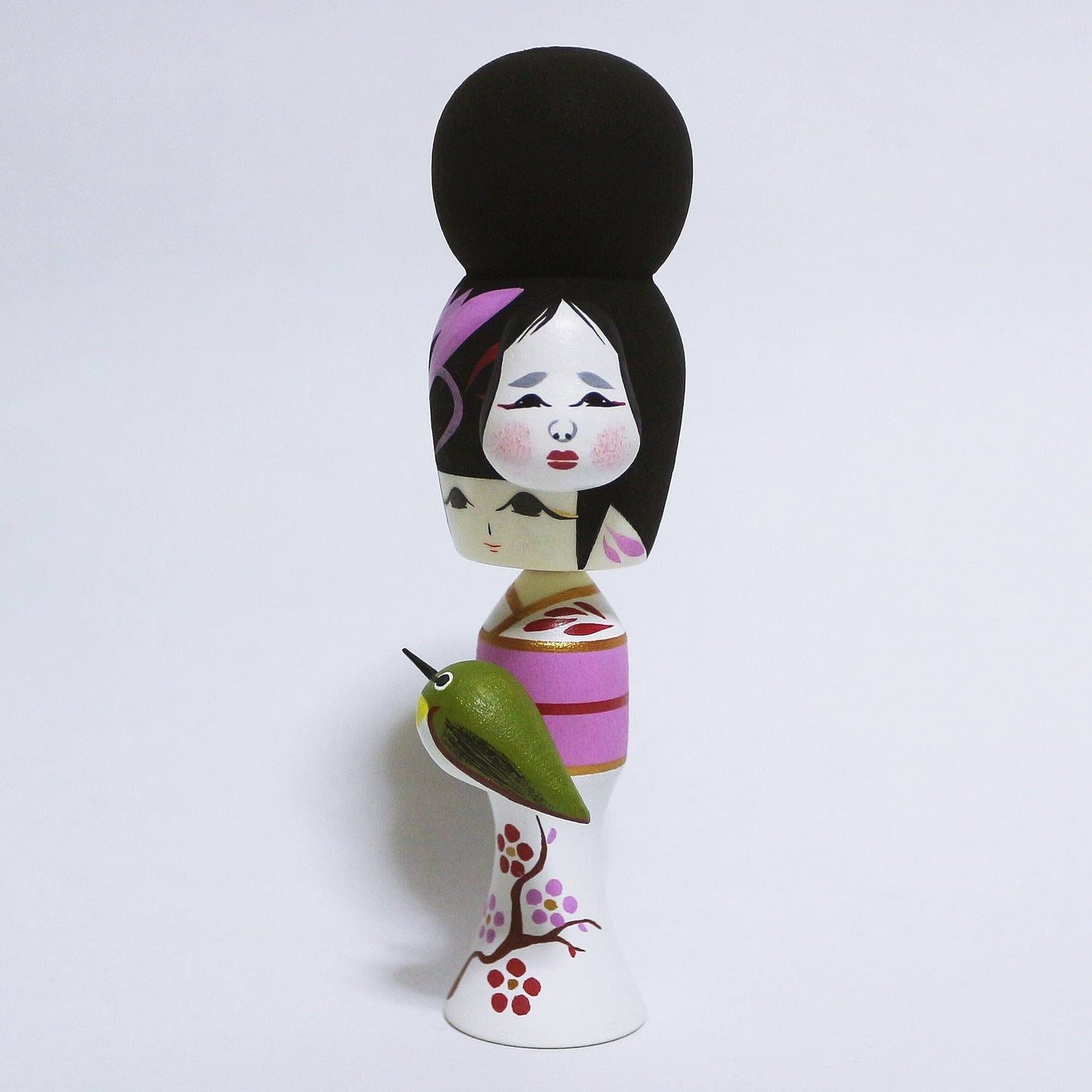 春 梅にメジロ こけし Spring UME-NI-MEJIRO KOKESHI #343