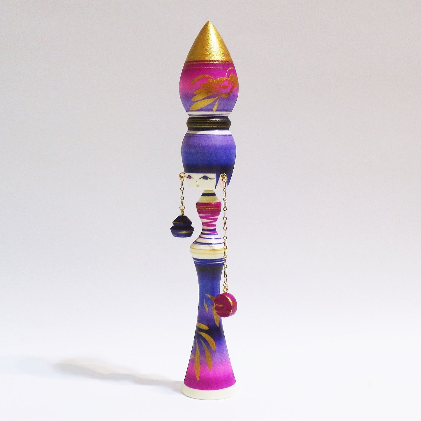 Purple Mix Earrings Bun Hair KOKESHI #443