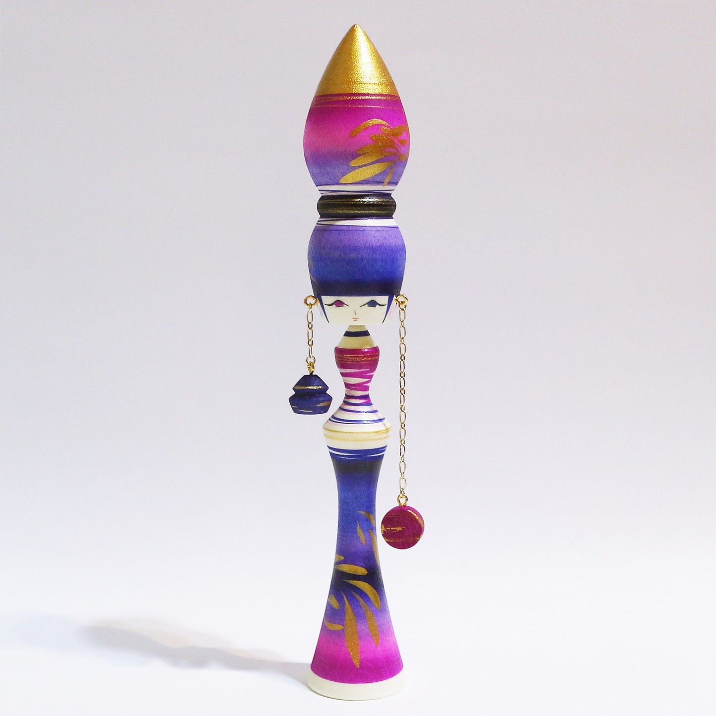 Purple Mix Earrings Bun Hair KOKESHI #443