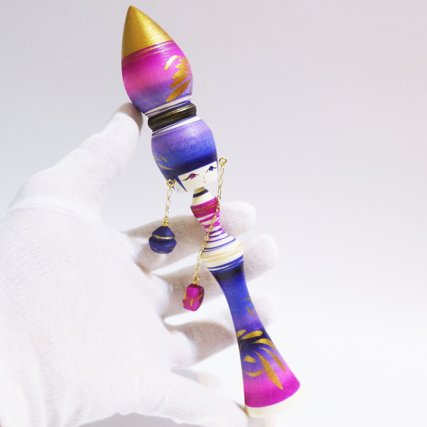 Purple Mix Earrings Bun Hair KOKESHI #443