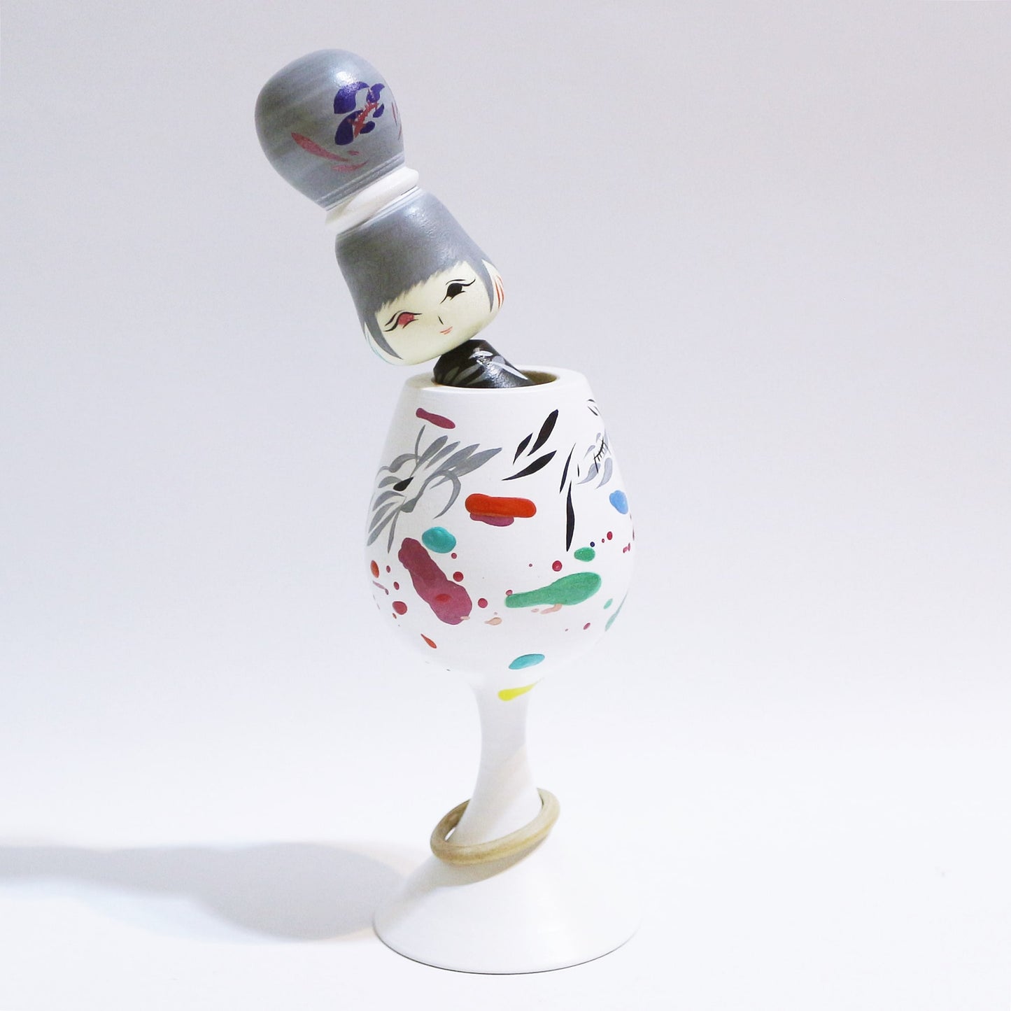 Colorful Wine Glass TAMA-IRE KOKESHI #454