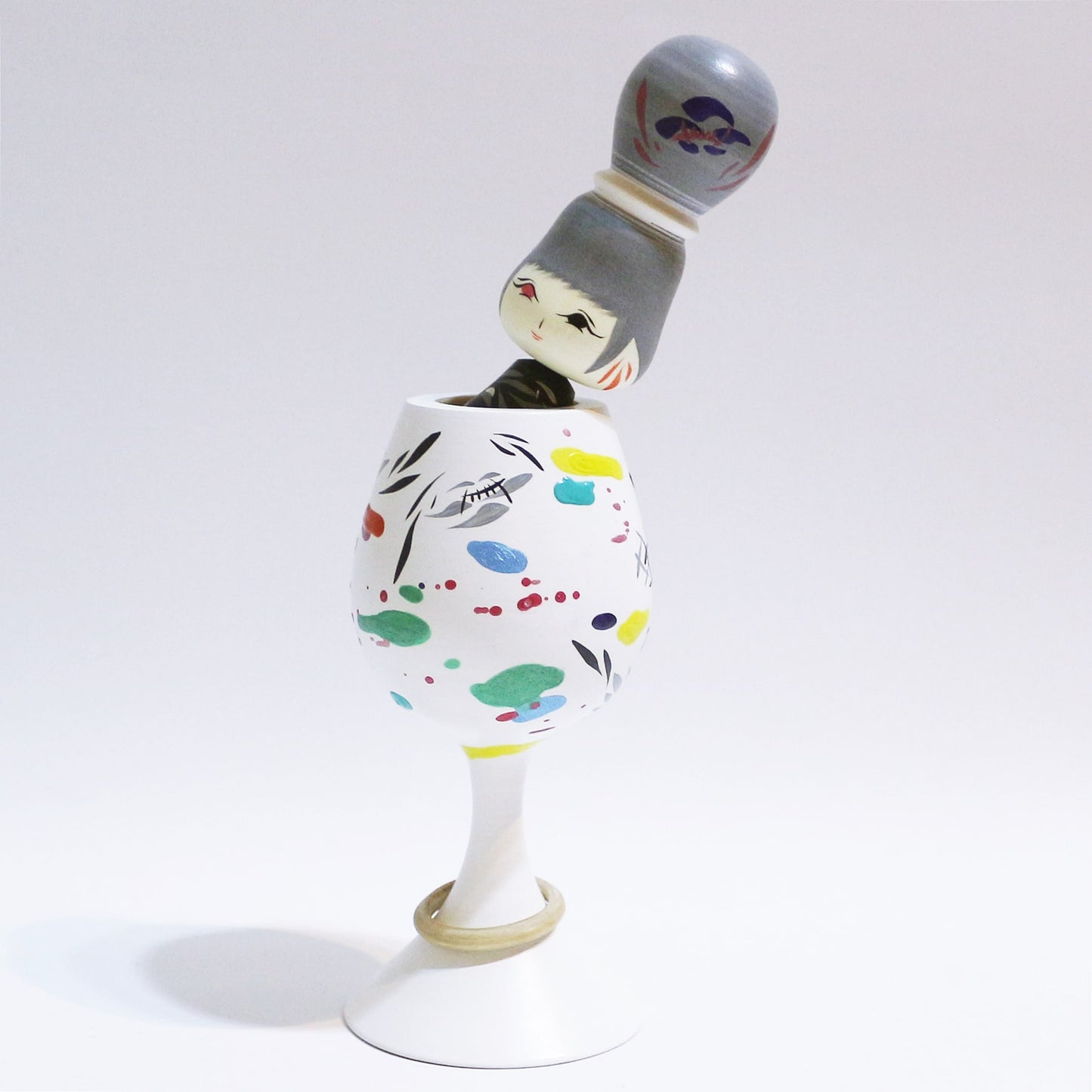 Colorful Wine Glass TAMA-IRE KOKESHI #454