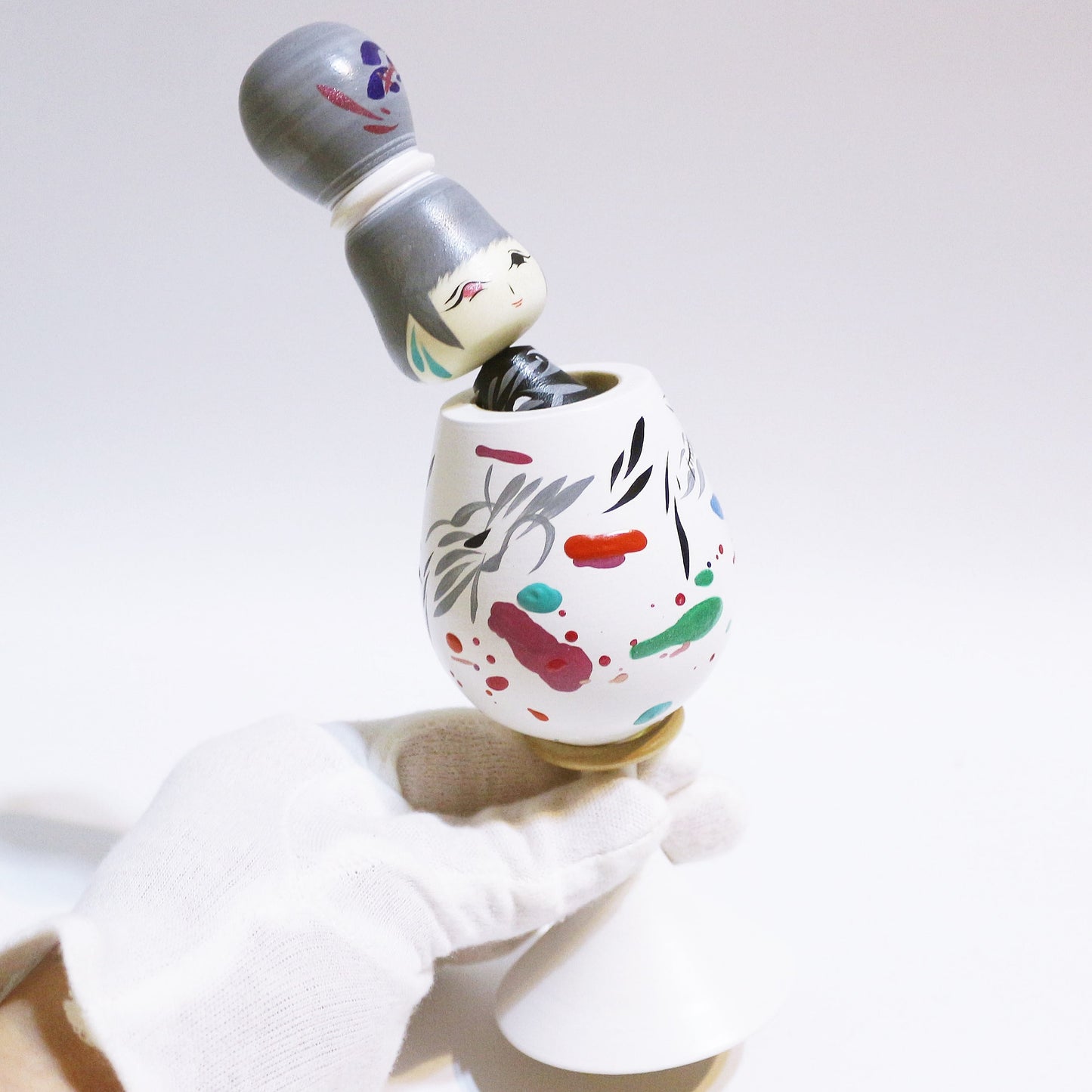 Colorful Wine Glass TAMA-IRE KOKESHI #454