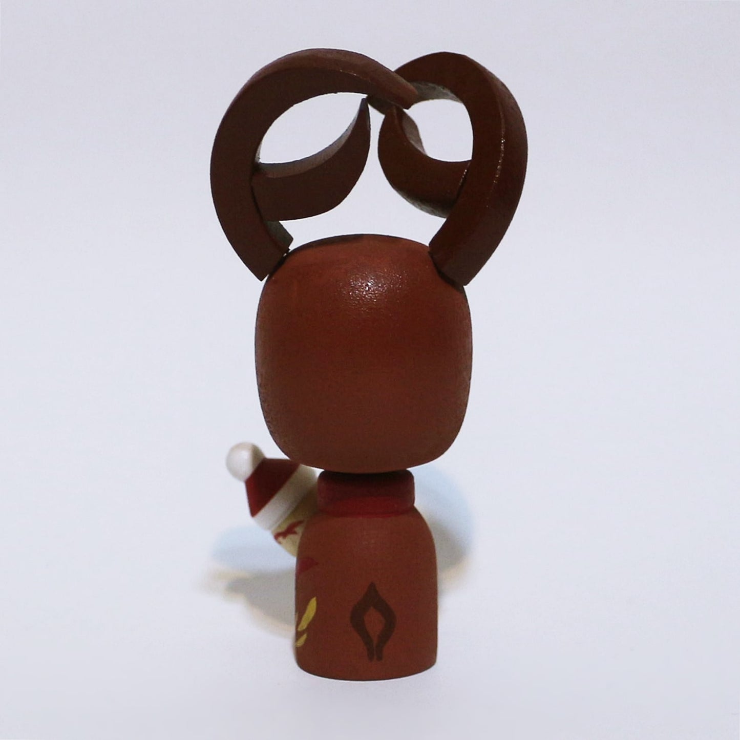Christmas サンタを抱っこする赤鼻のトナカイこけし Reindeer hugging Santa KOKESHI #456