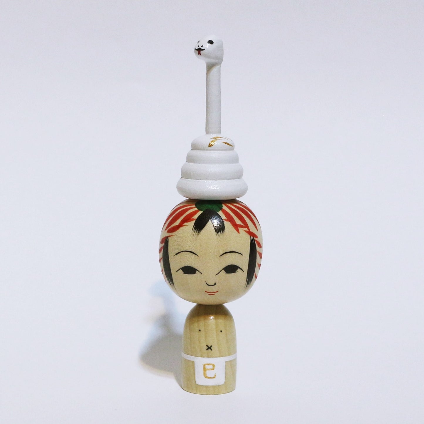 お正月 巳年 白蛇 こけし OSYOUGATSU MI-DOSHI White Snake KOKESHI ※495