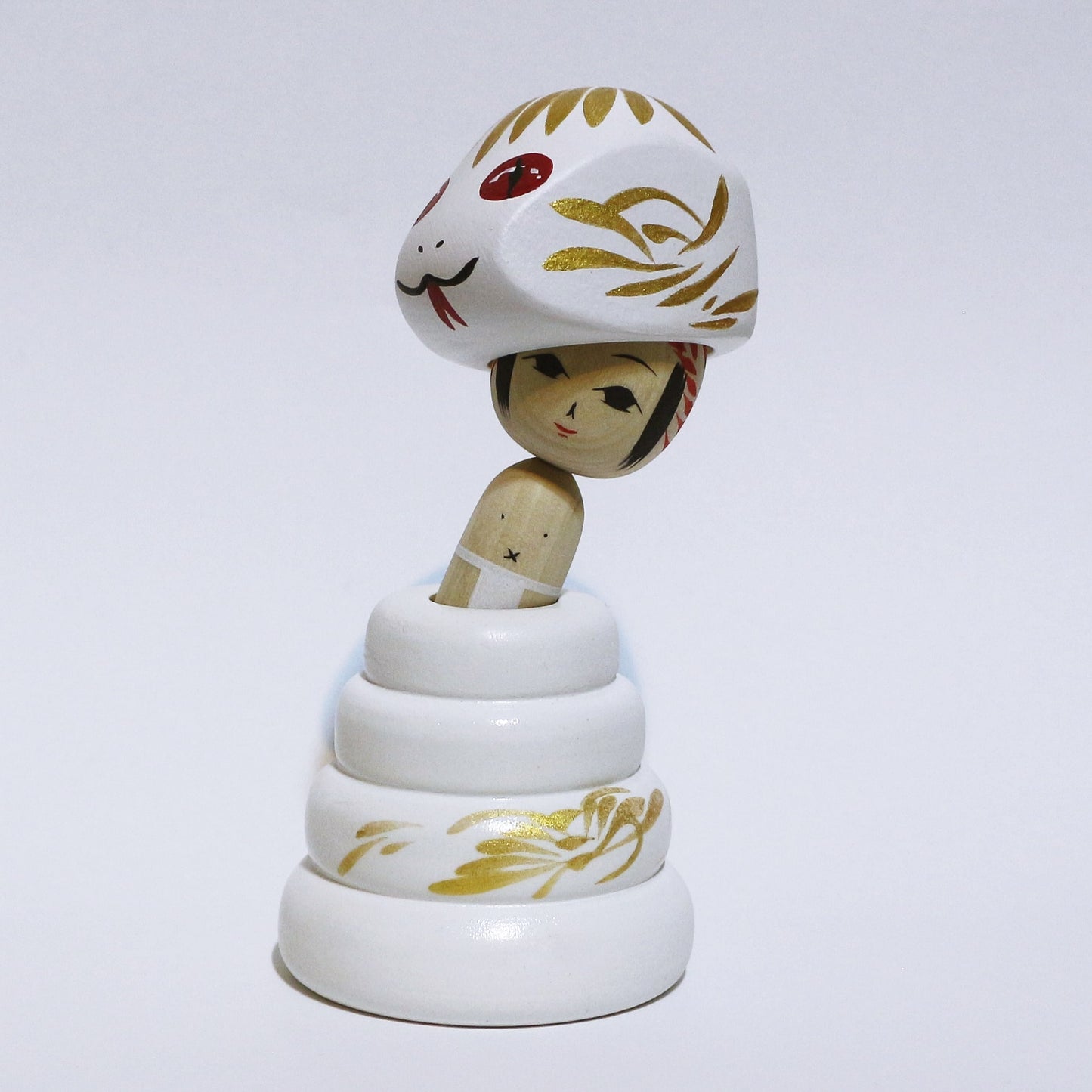 お正月 巳年 白蛇 こけし OSYOUGATSU MI-DOSHI White Snake KOKESHI ※497