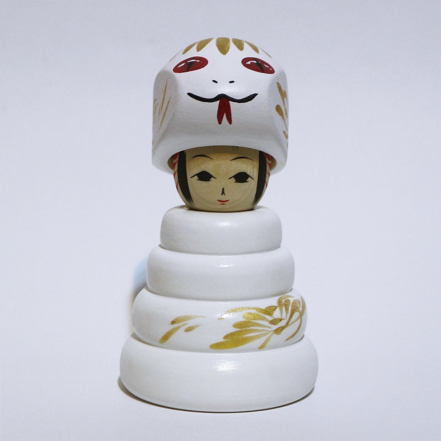 お正月 巳年 白蛇 こけし OSYOUGATSU MI-DOSHI White Snake KOKESHI ※497