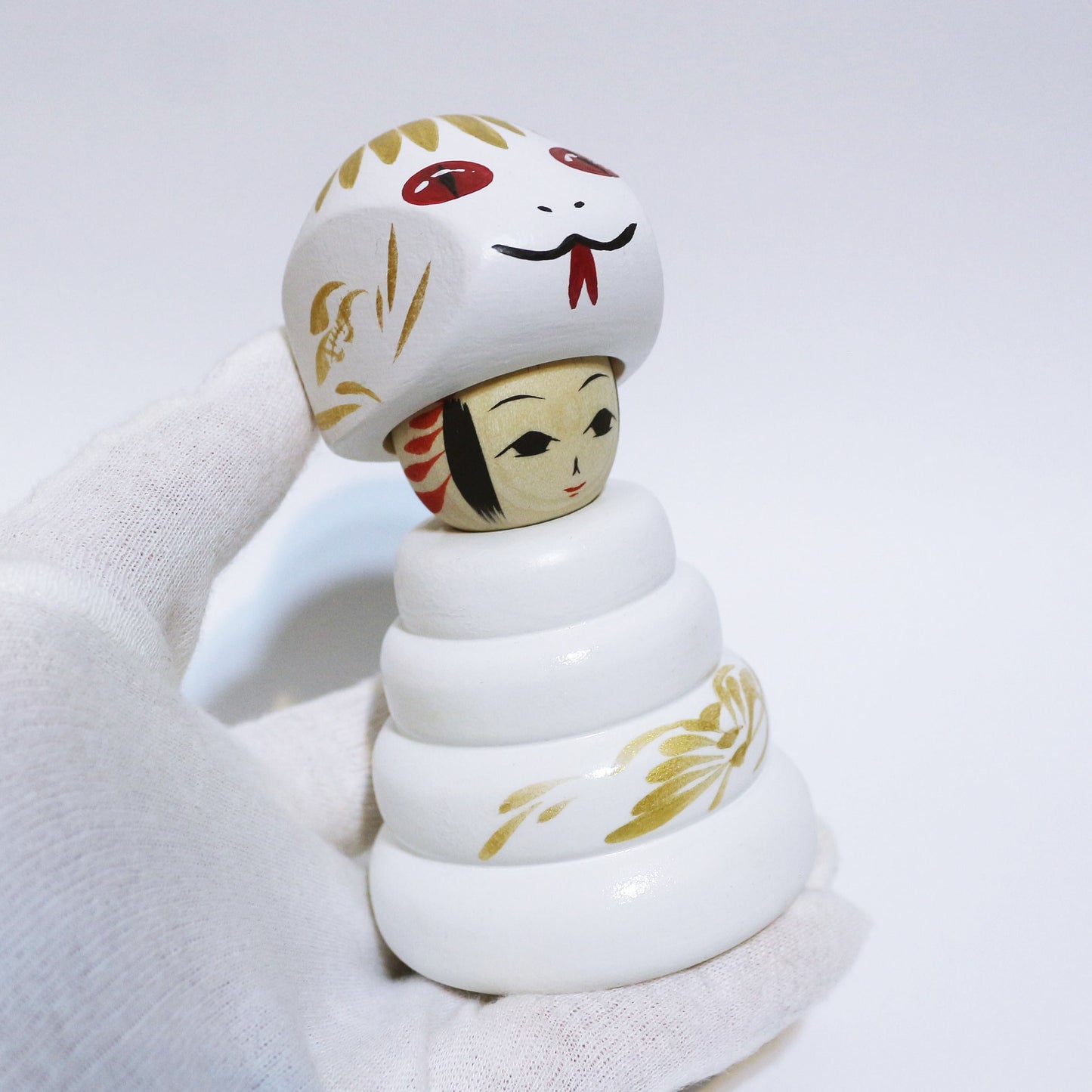 お正月 巳年 白蛇 こけし OSYOUGATSU MI-DOSHI White Snake KOKESHI ※497