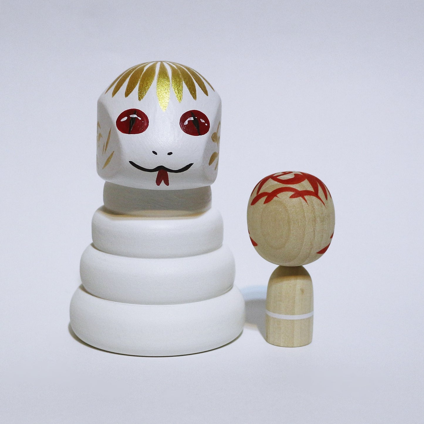 お正月 巳年 白蛇 こけし OSYOUGATSU MI-DOSHI White Snake KOKESHI ※497