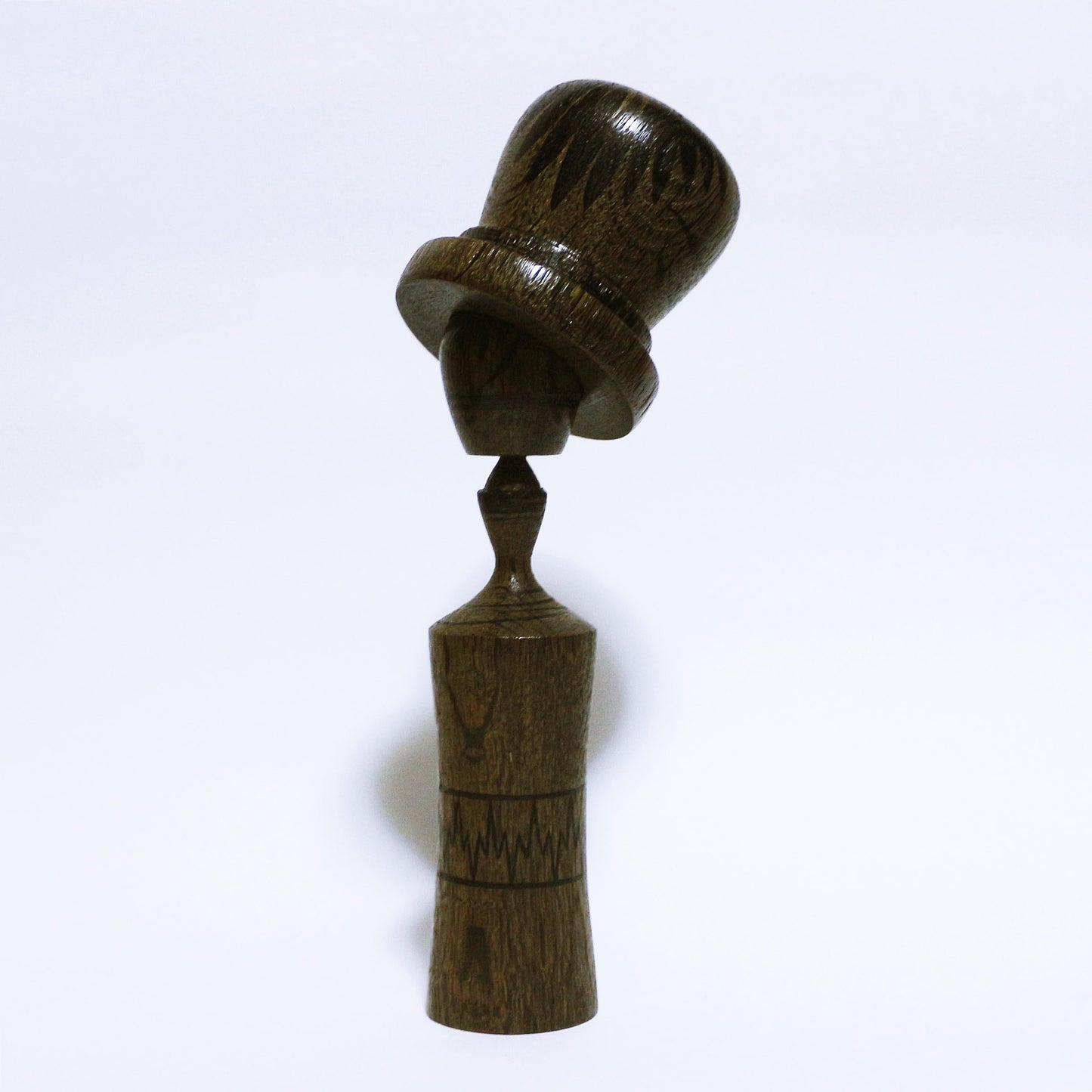 希少材 埋れ木 帽子 こけし Rare Wood Bogwood Hat KOKESHI ※516