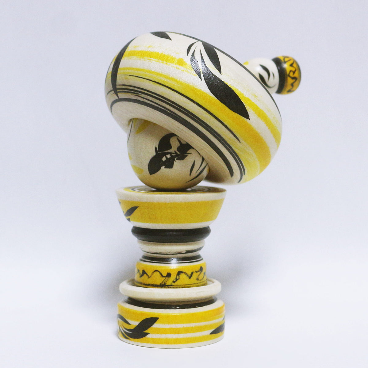 遠刈田こけし 本人型 輪入れ&帽子 Wooden ring & Hat Noboru Wagatsuma Type TOGATTA KOKESHI ※983