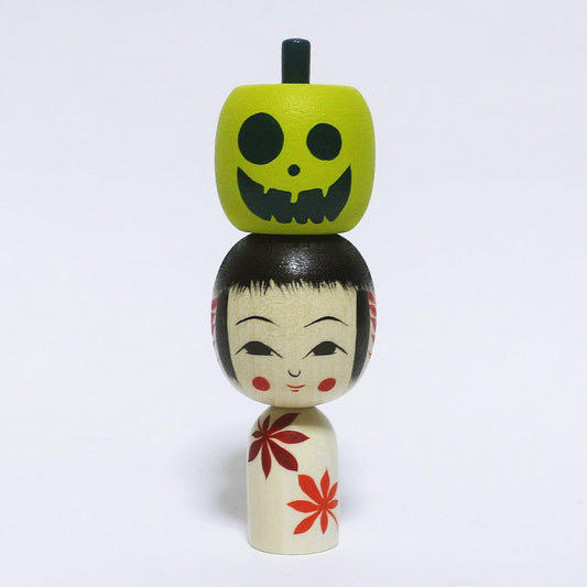 Halloween　カボチャ乗せ　こけし　Pumpkin on top  Kokeshi　※202