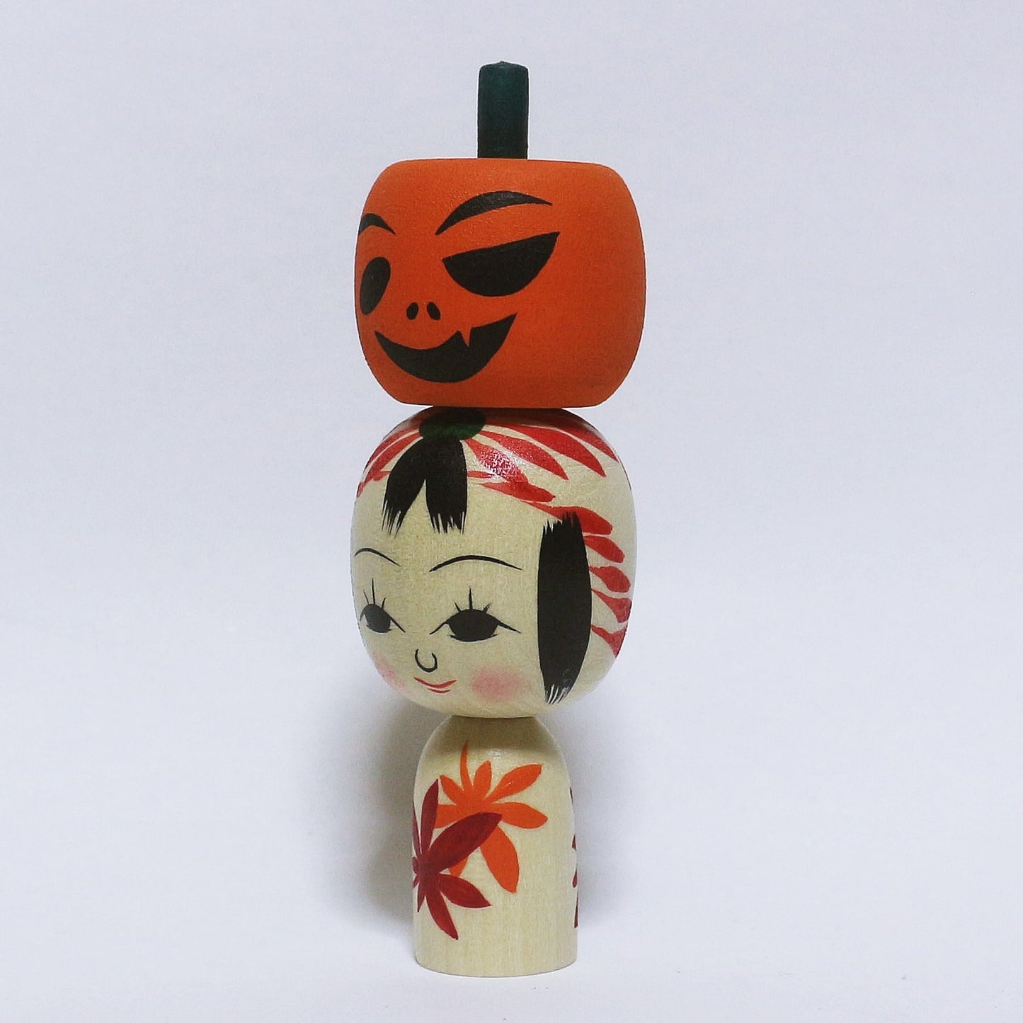 Halloween　カボチャ乗せ　こけし　Pumpkin on top  Kokeshi　※203