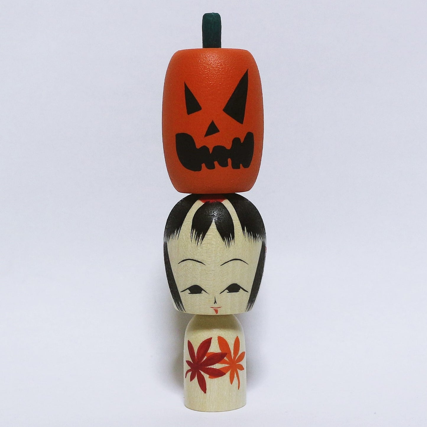 Halloween　カボチャ乗せ　こけし　Pumpkin on top  Kokeshi　※204