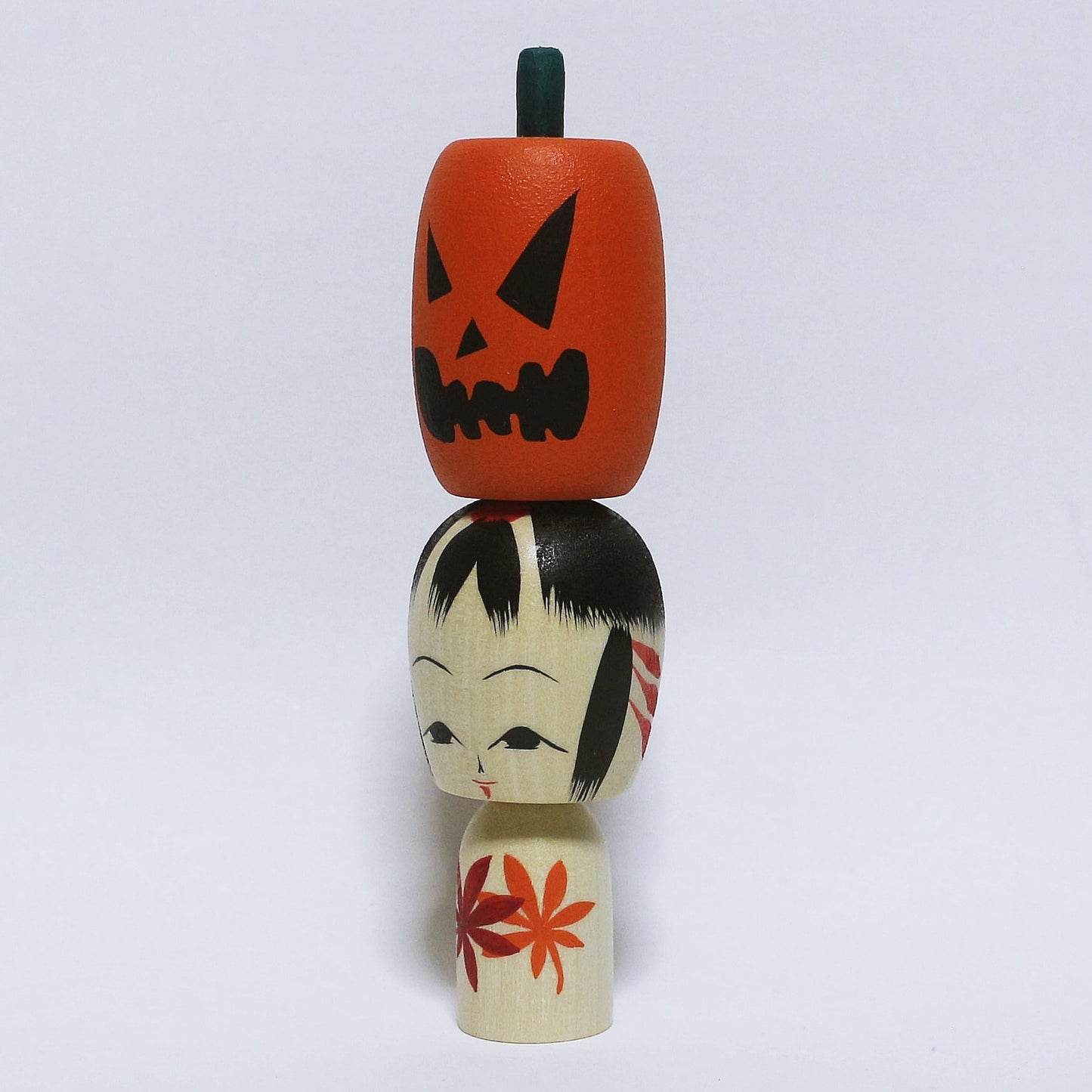 Halloween　カボチャ乗せ　こけし　Pumpkin on top  Kokeshi　※204