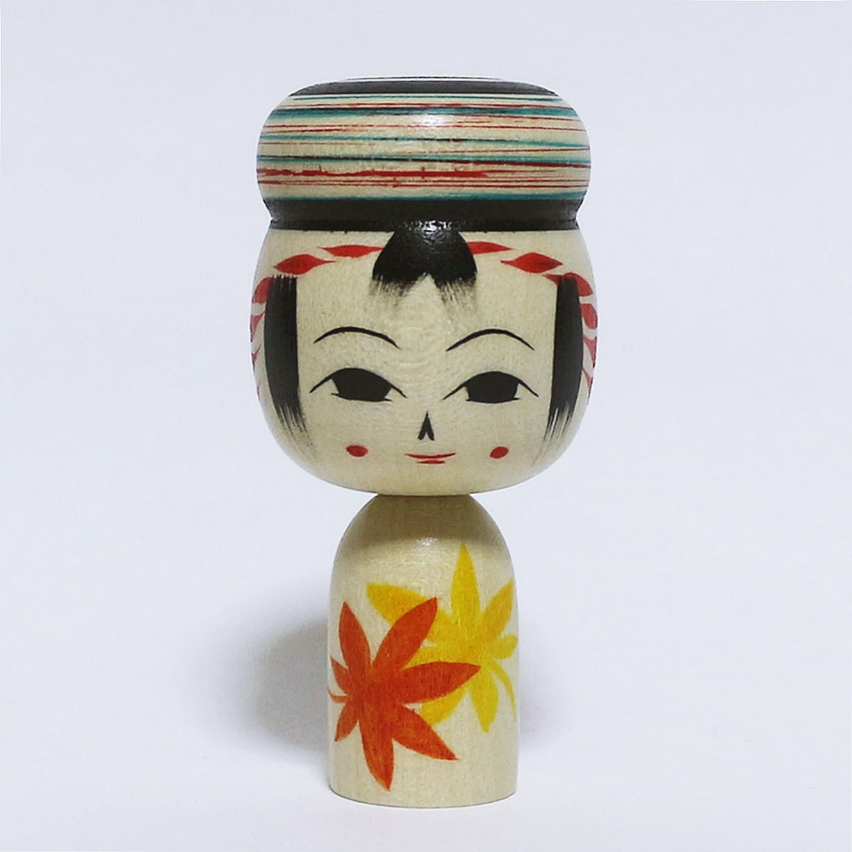 秋こけし　髷　紅葉　Bun Hair Autumn Kokeshi 　※222