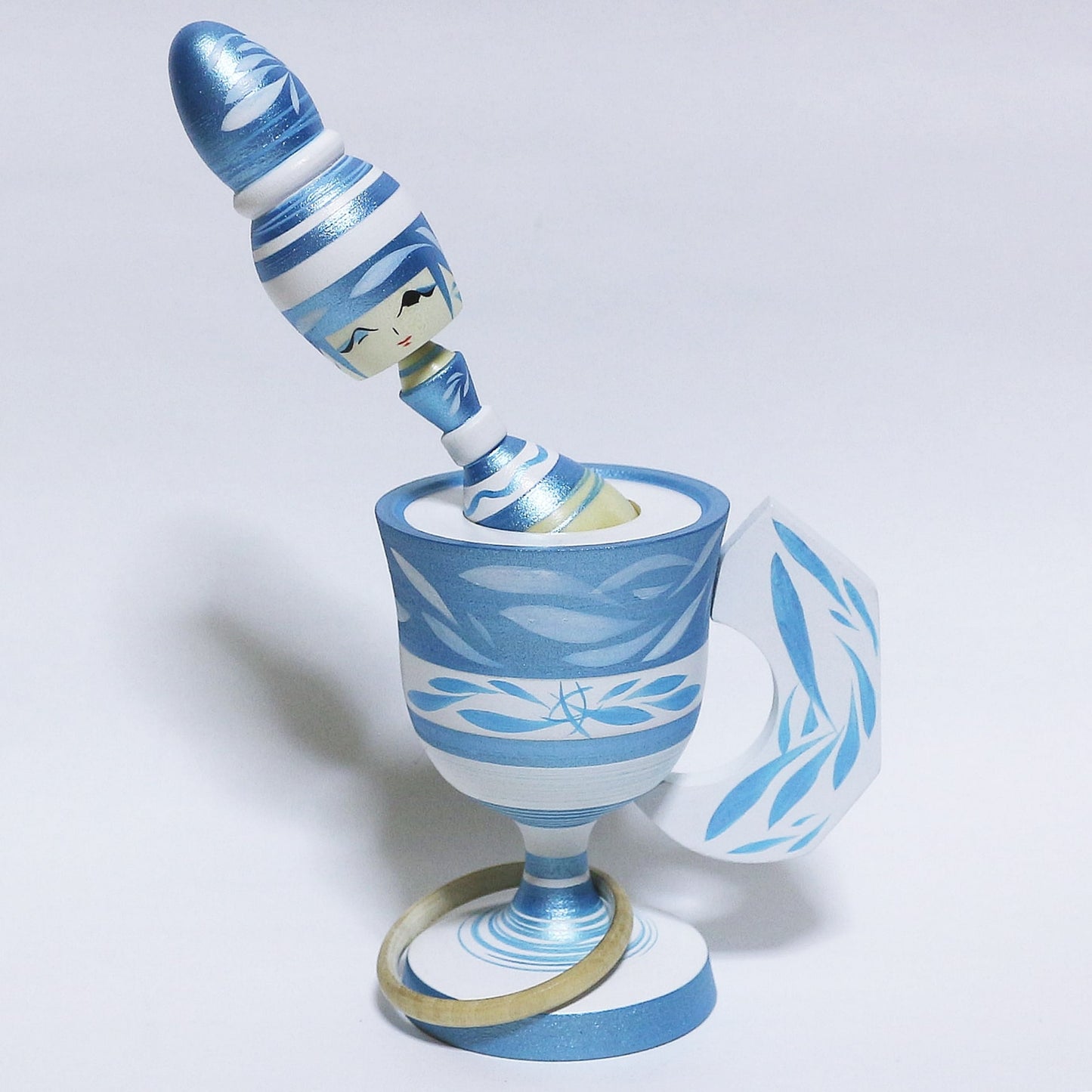 スカイブルー　玉入れ　闇夜　ティーカップ　こけし　Sky Blue Tea Cup TAMAIRE YAMIYO KOKESHI　※235