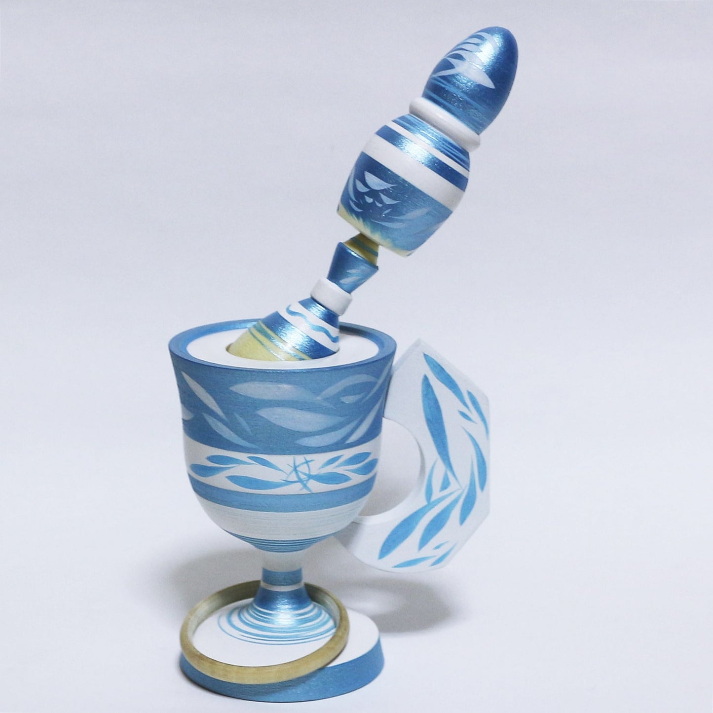 スカイブルー　玉入れ　闇夜　ティーカップ　こけし　Sky Blue Tea Cup TAMAIRE YAMIYO KOKESHI　※235