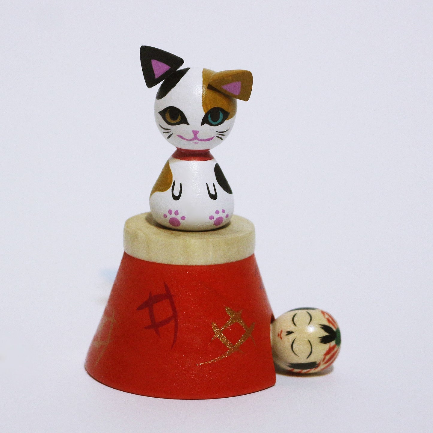 お正月　寝正月＆三毛猫　こけし　OSYOUGATSU New Year's Day spent sleeping KOKESHI & Calico Cat　※500