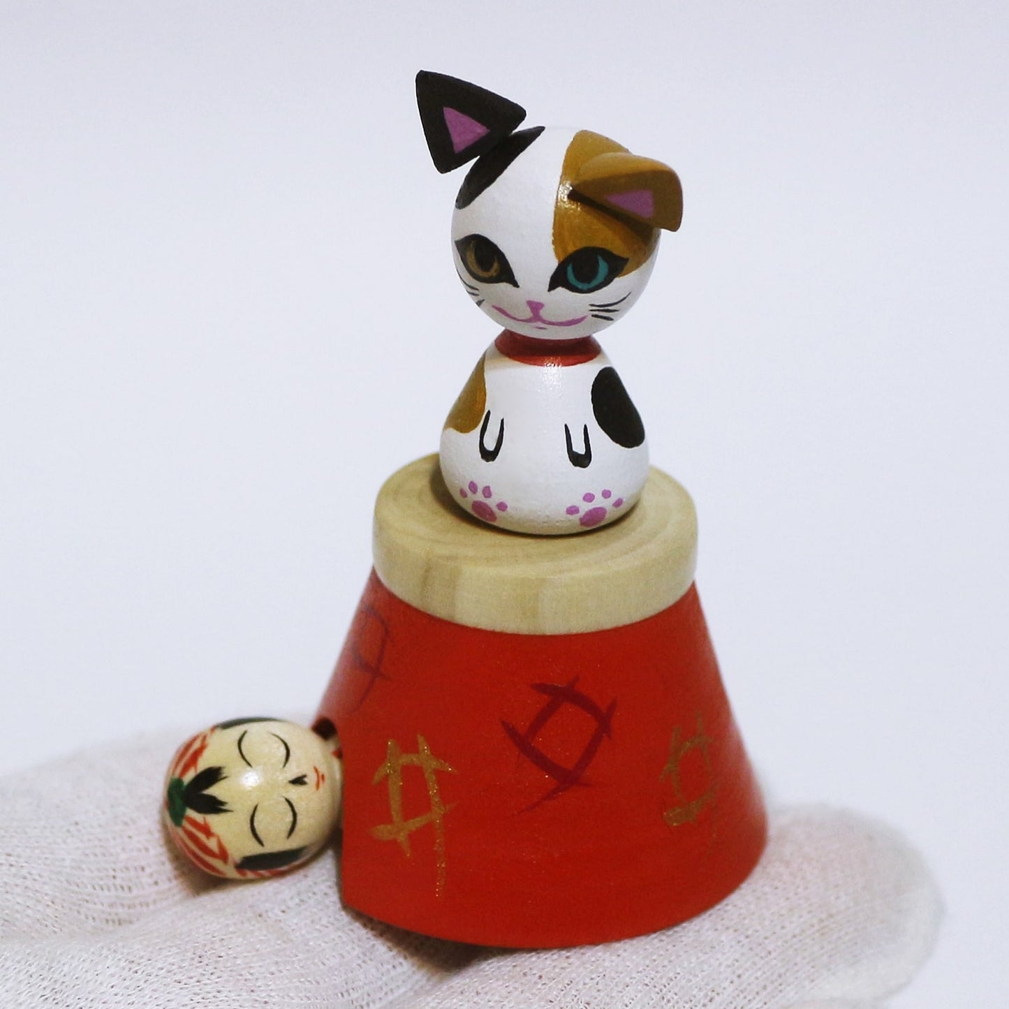 お正月　寝正月＆三毛猫　こけし　OSYOUGATSU New Year's Day spent sleeping KOKESHI & Calico Cat　※500