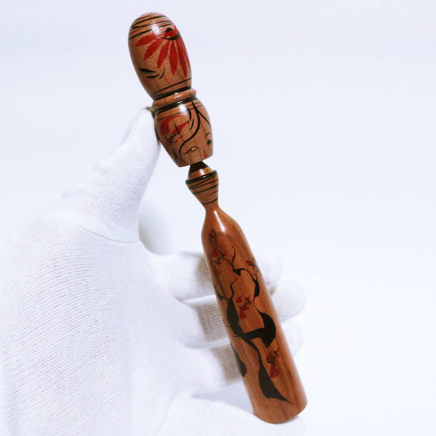 希少材　紅梅　おだんごヘア　こけし　Rare Wood Red Plum Bun Hair KOKESHI　※523