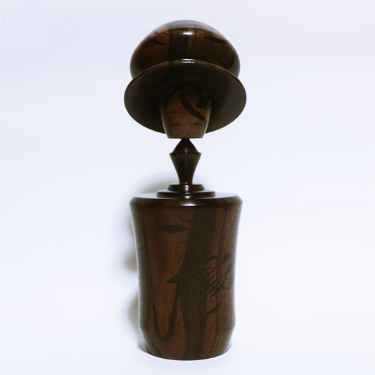 銘木　黒檀　帽子　こけし　Precious Wood Ebony Hat KOKESHI　※529
