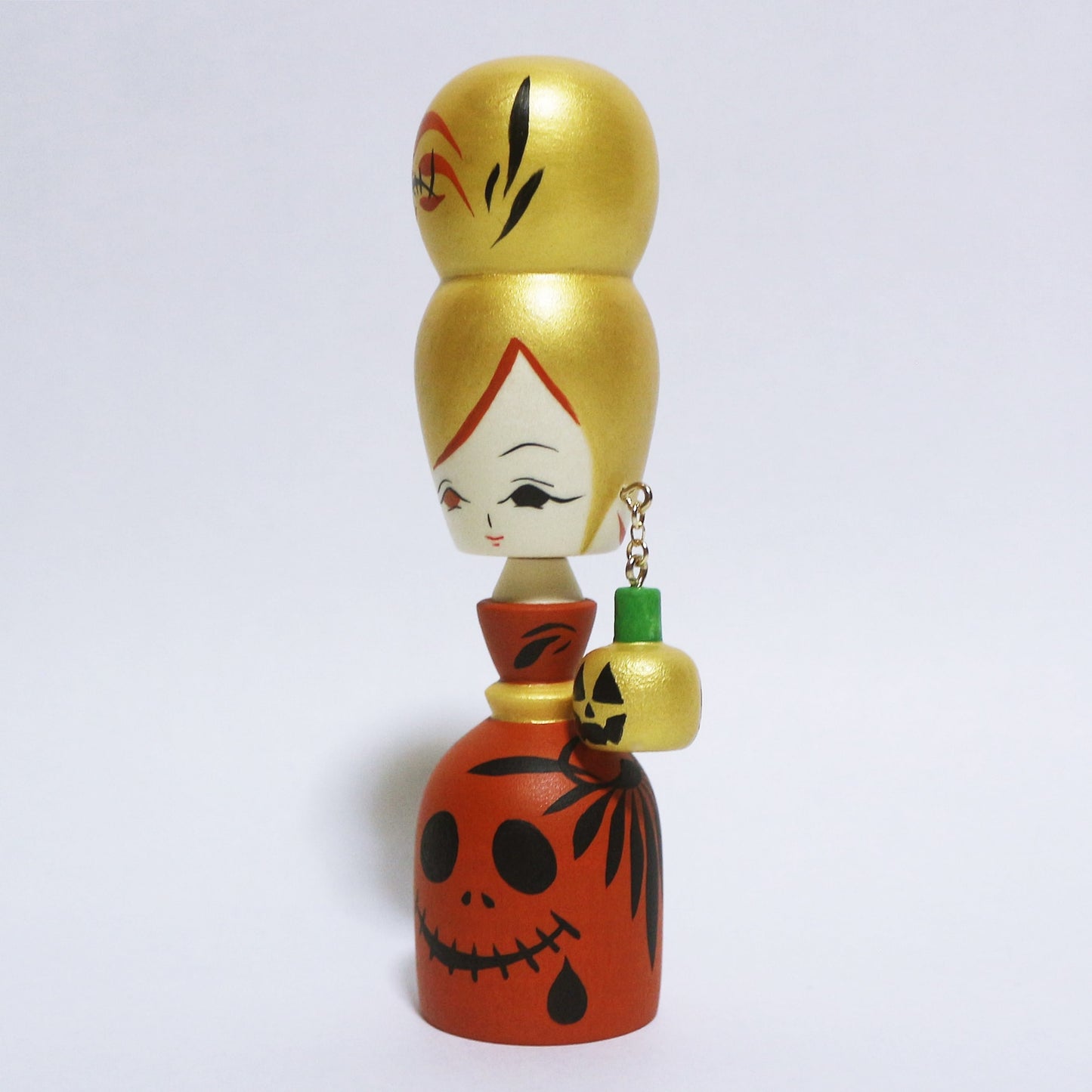 HALLOWEEN カボチャ イヤリング こけし　Pumpkin Earrings KOKESHI　※683