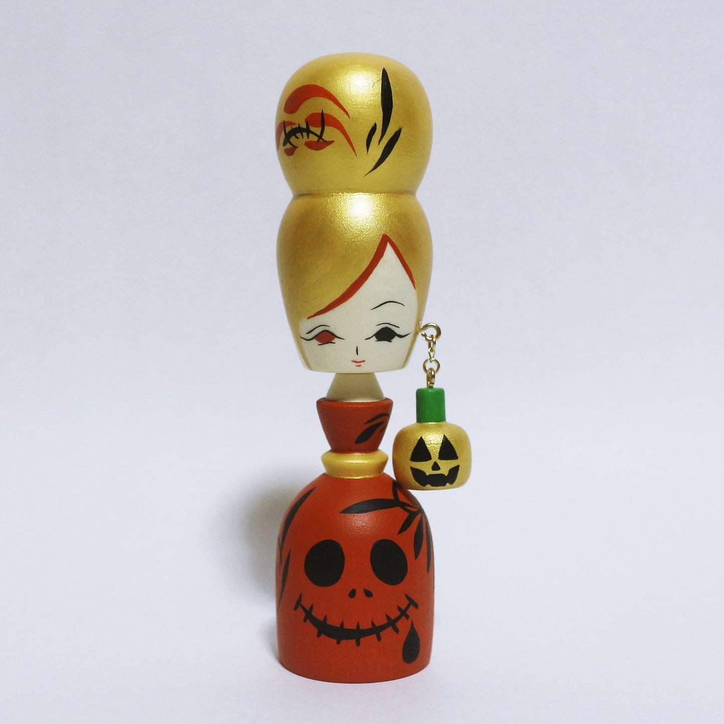 HALLOWEEN カボチャ イヤリング こけし　Pumpkin Earrings KOKESHI　※683