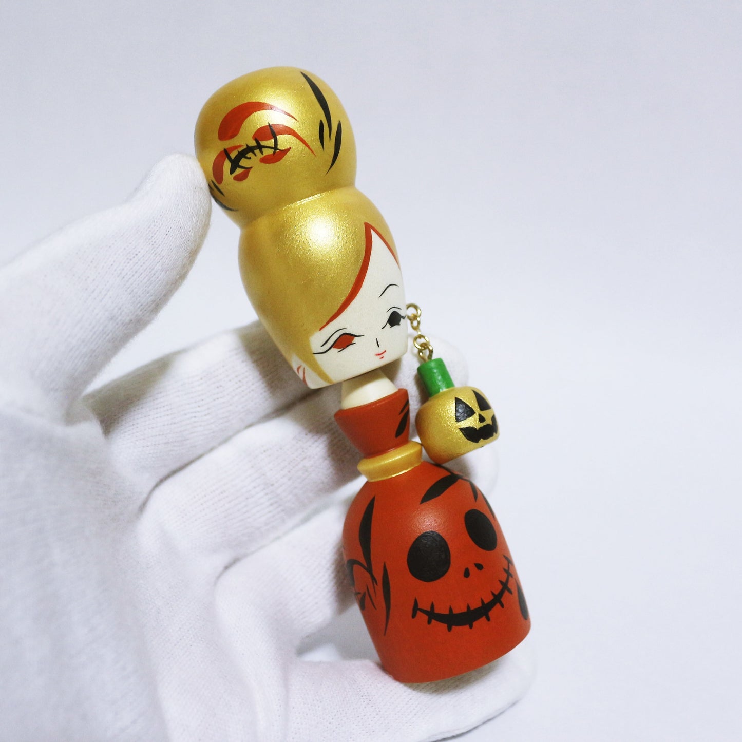 HALLOWEEN カボチャ イヤリング こけし　Pumpkin Earrings KOKESHI　※683