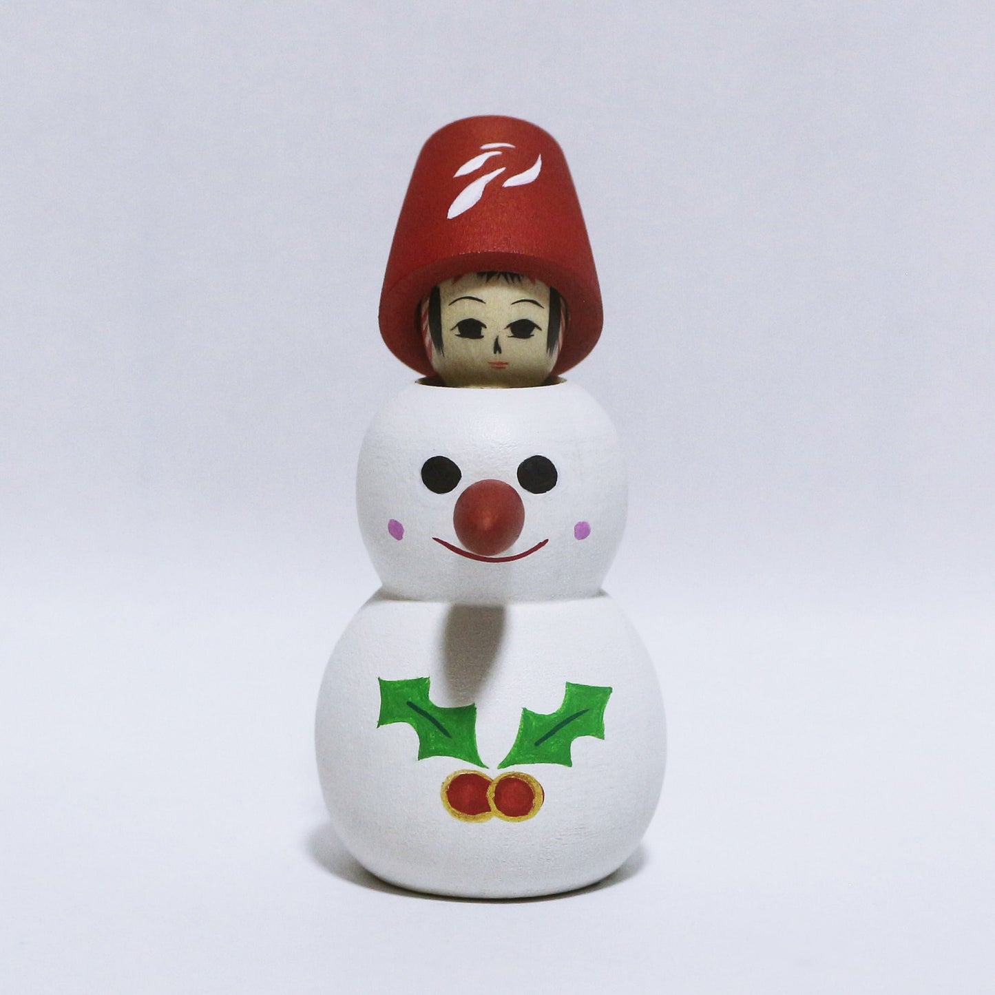 お正月 雪だるまからの鏡餅トランスフォーム　OSHOGATSU Transformation from a snowman into a kagami-mochi KOKESHI　※791