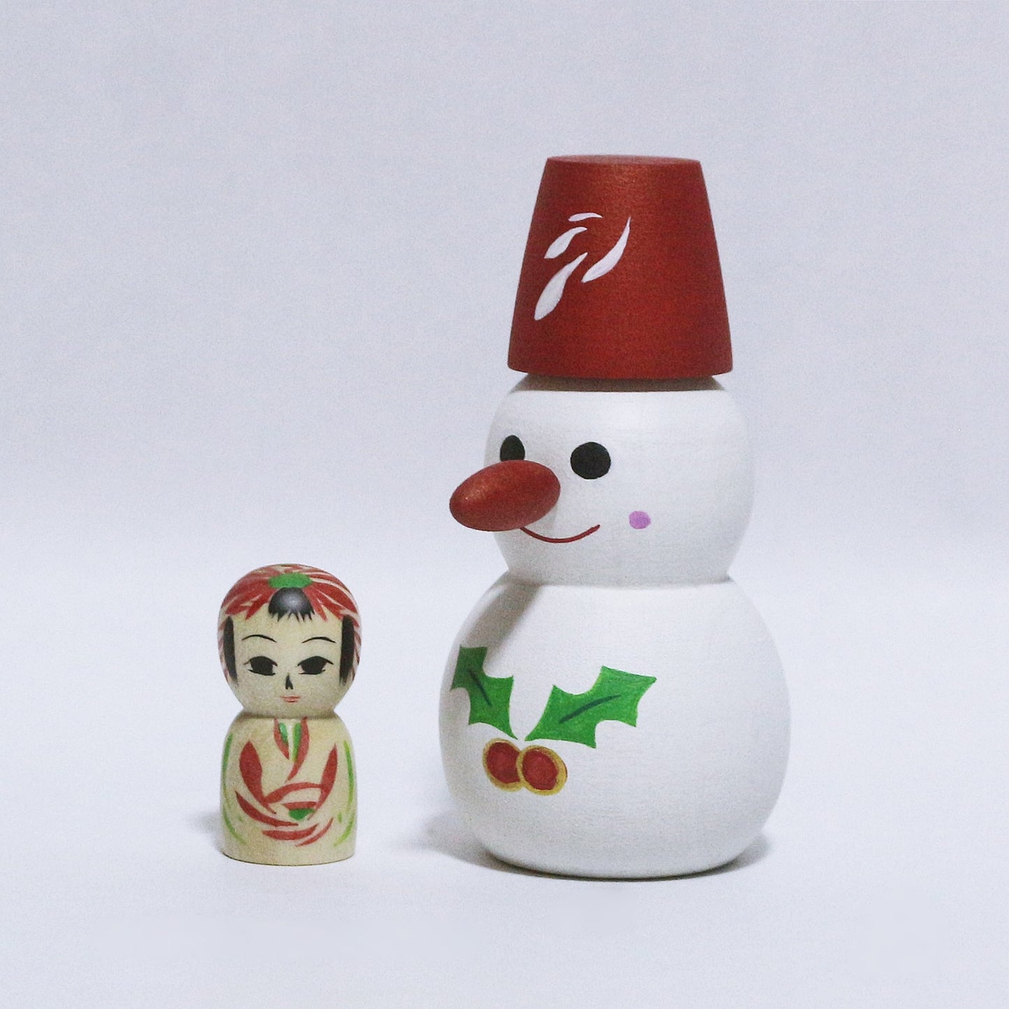 お正月 雪だるまからの鏡餅トランスフォーム　OSHOGATSU Transformation from a snowman into a kagami-mochi KOKESHI　※791
