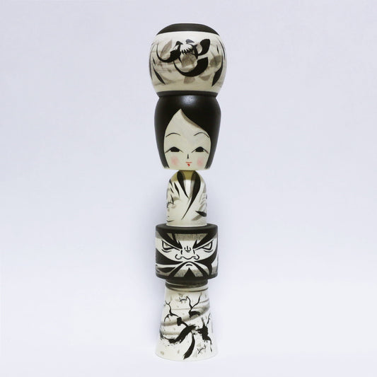 梅雨　曇天　墨　 達磨帯　Rainy season　cloudy sky　DARUMA-OBI　SUMI KOKESHI 　※849