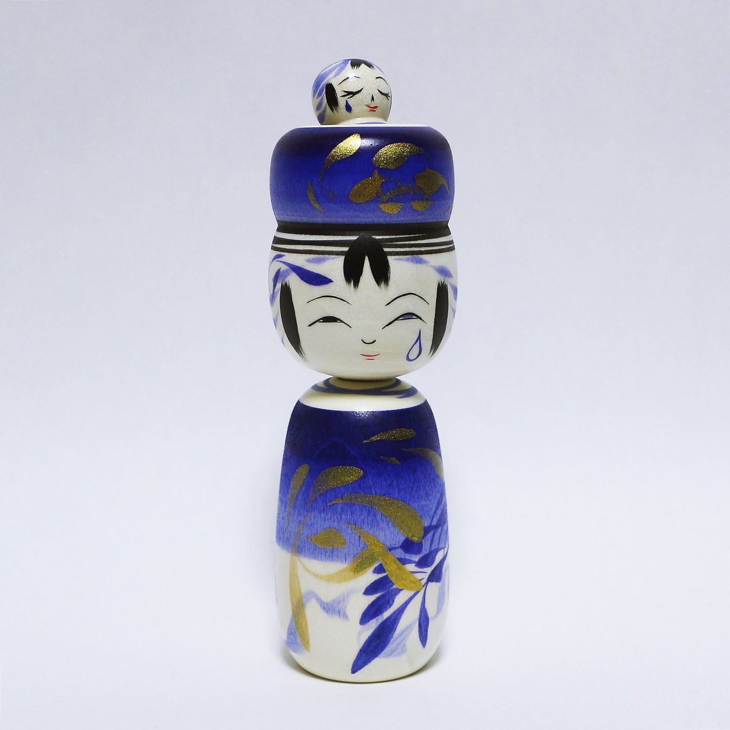 梅雨　雨　青紫　玉入れ赤ちゃんこけし　Rainy season　Japanese blue-purple　Rain　TAMA-IRE KOKESHI 　※854