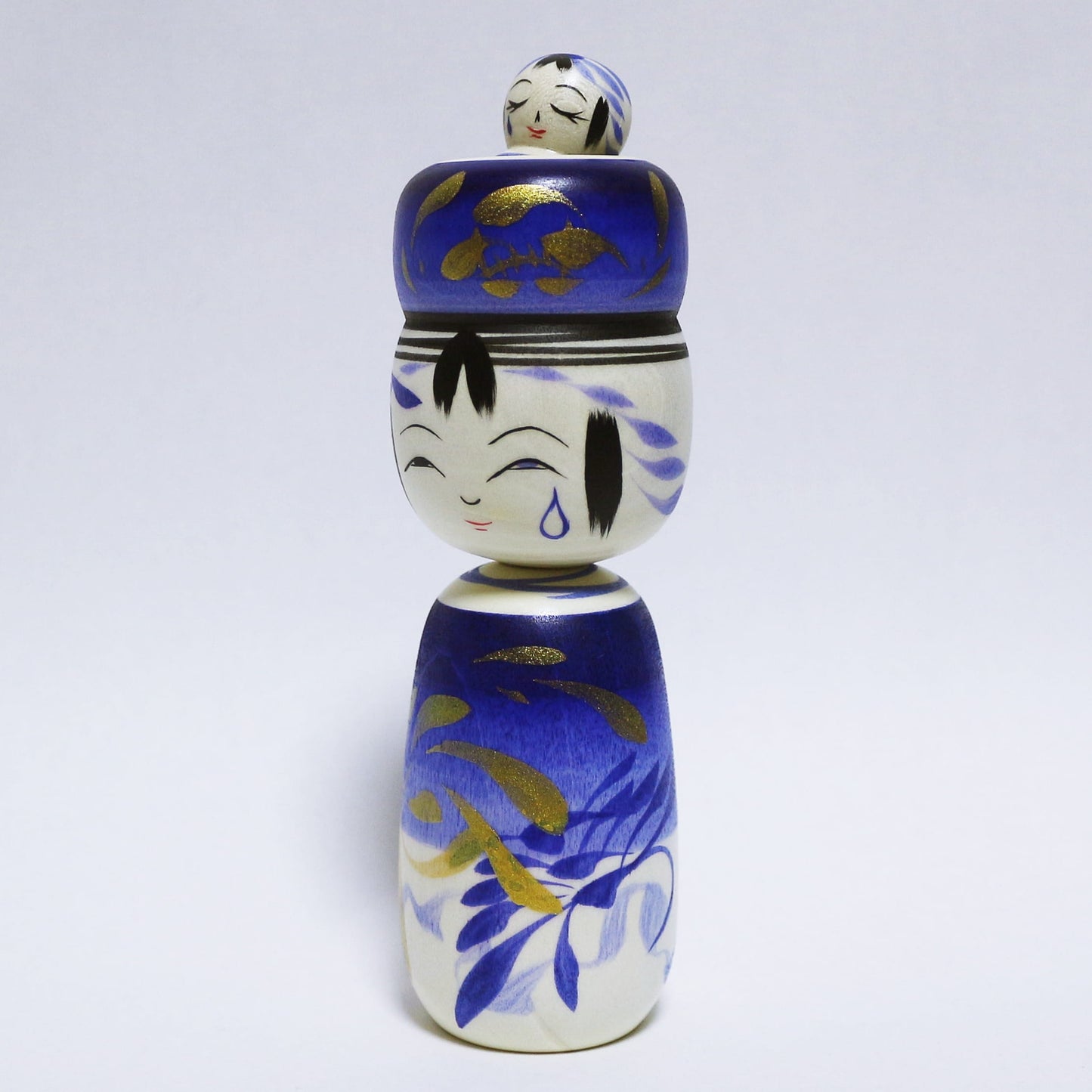 梅雨　雨　青紫　玉入れ赤ちゃんこけし　Rainy season　Japanese blue-purple　Rain　TAMA-IRE KOKESHI 　※854
